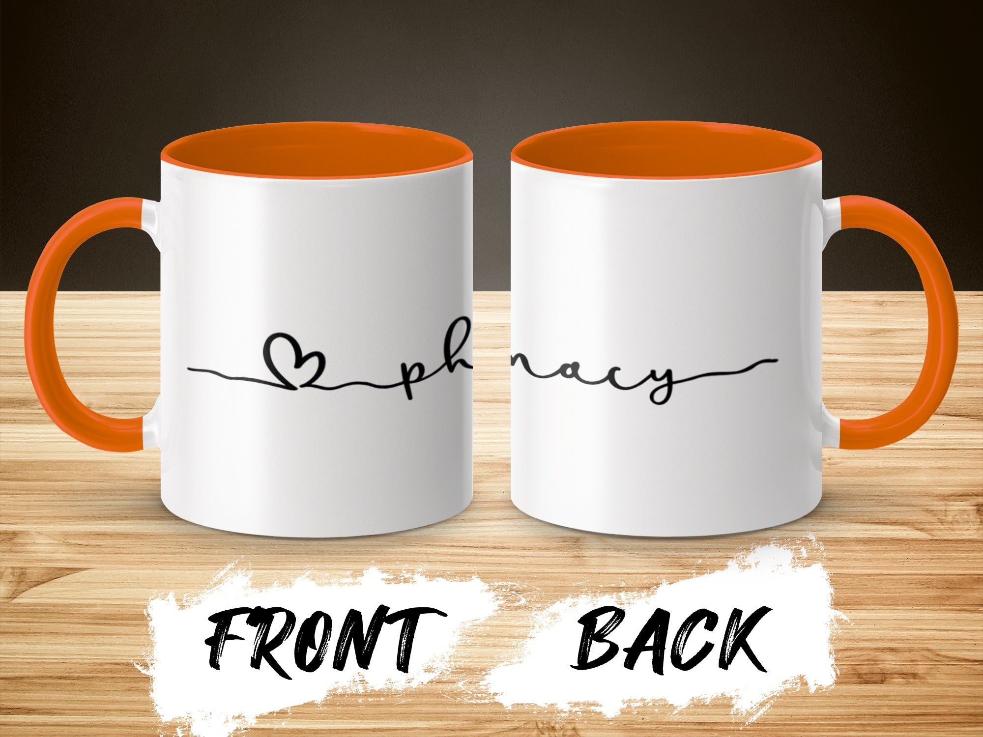 Heart and Phonacy Design Two Tone Ceramic Mug