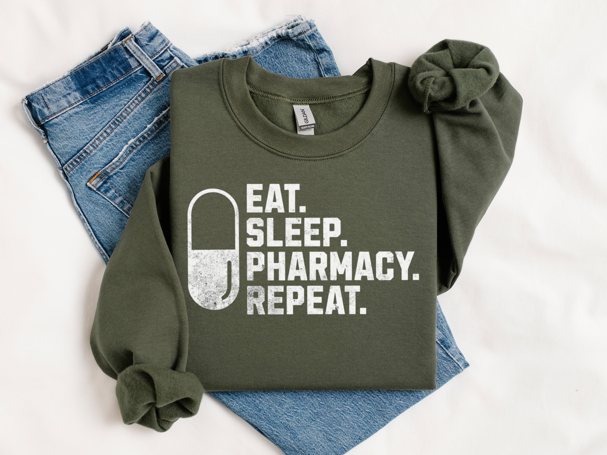 Eat Sleep Pharmacy Repeat Graphic Sweatshirt