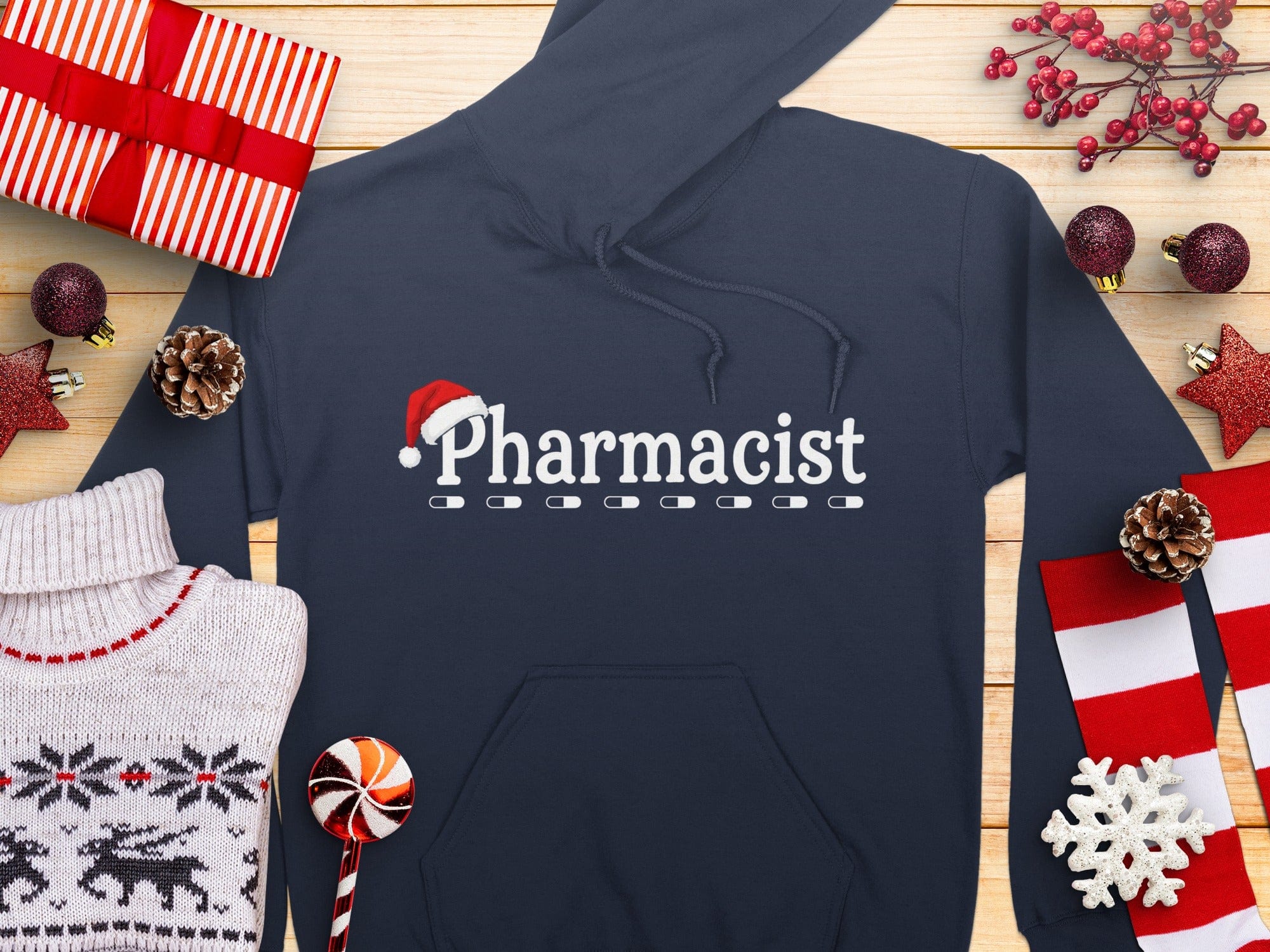 Festive Pharmacist Hoodie Perfect for Holiday Season