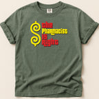 Green t-shirt with the text "The Pharmacist Is Right" in yellow and red.