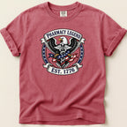 Red t-shirt with Pharmacy Legend EST. 1776 eagle emblem.