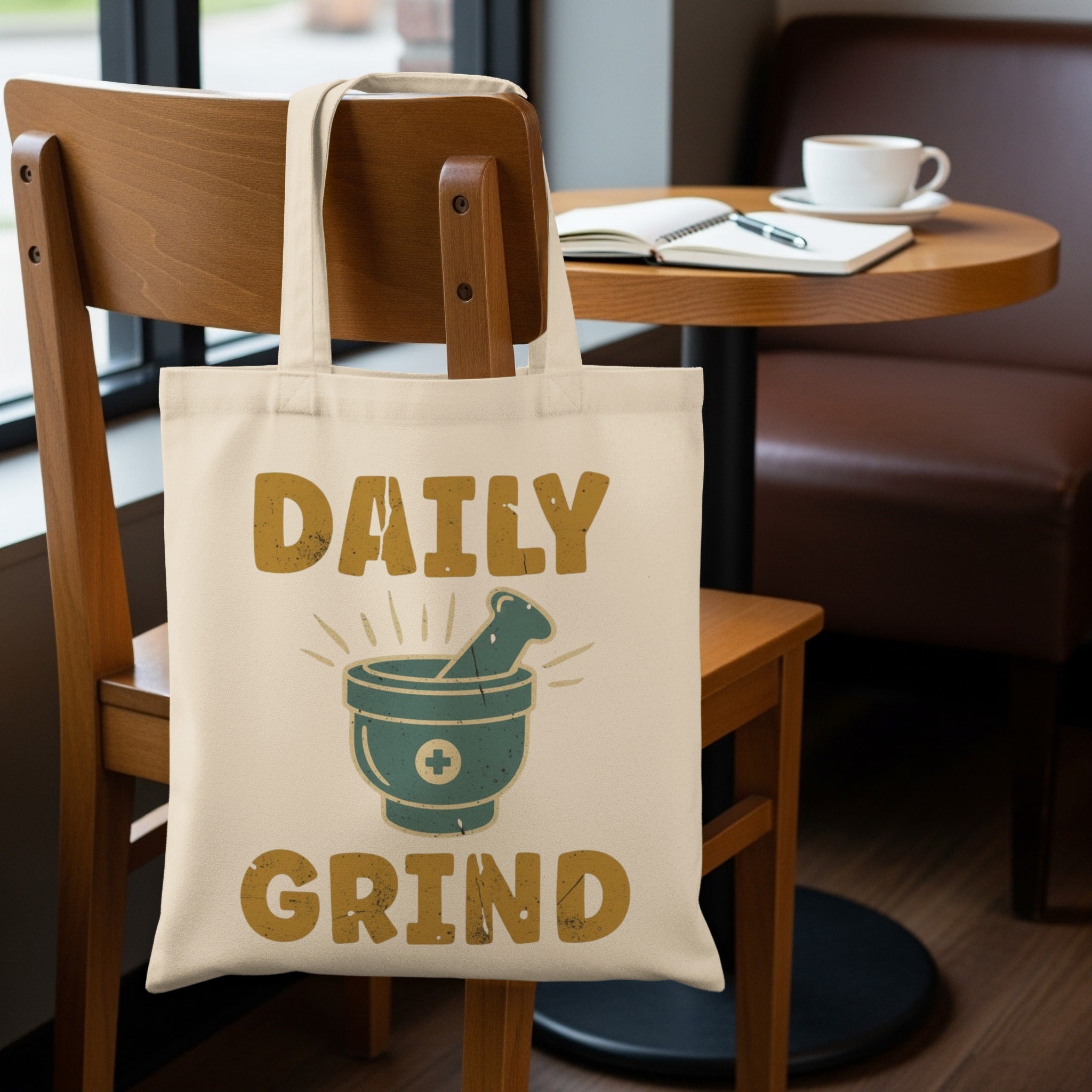 Daily Grind Tote Bag with Coffee Shop Design product