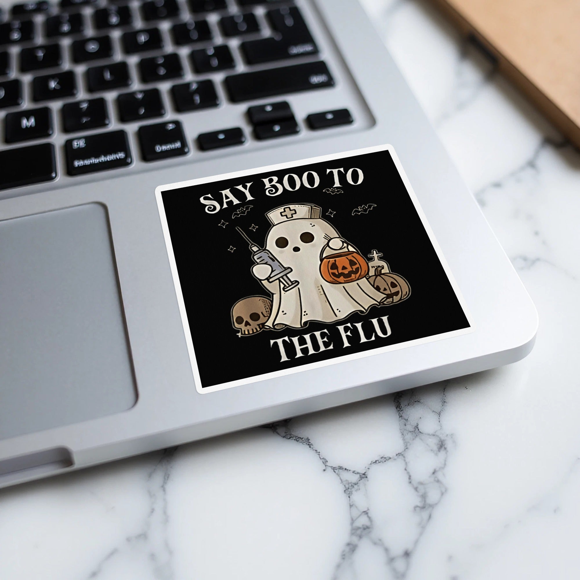Say Boo To The Flu Halloween Laptop Sticker product