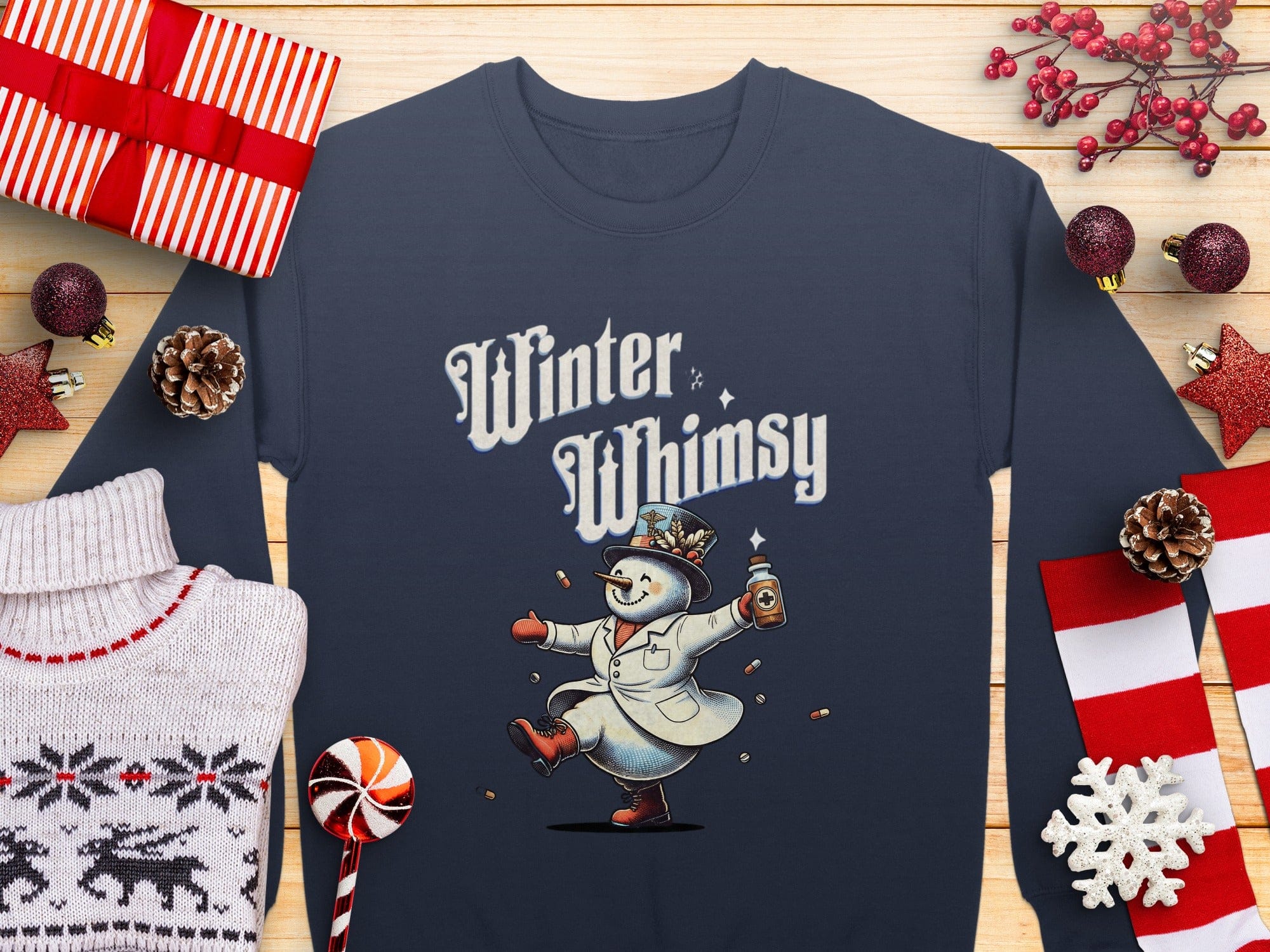 Winter Whimsy Holiday Snowman Printed Sweatshirt