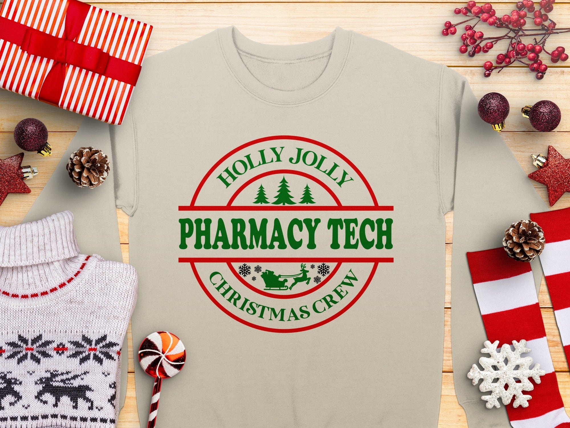 Holly Jolly Pharmacy Tech Christmas Crew Sweatshirt