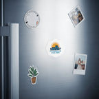 Cloud-shaped magnet with sun and text "IT'S A BEAUTIFUL DAY TO SELL DRUGS".