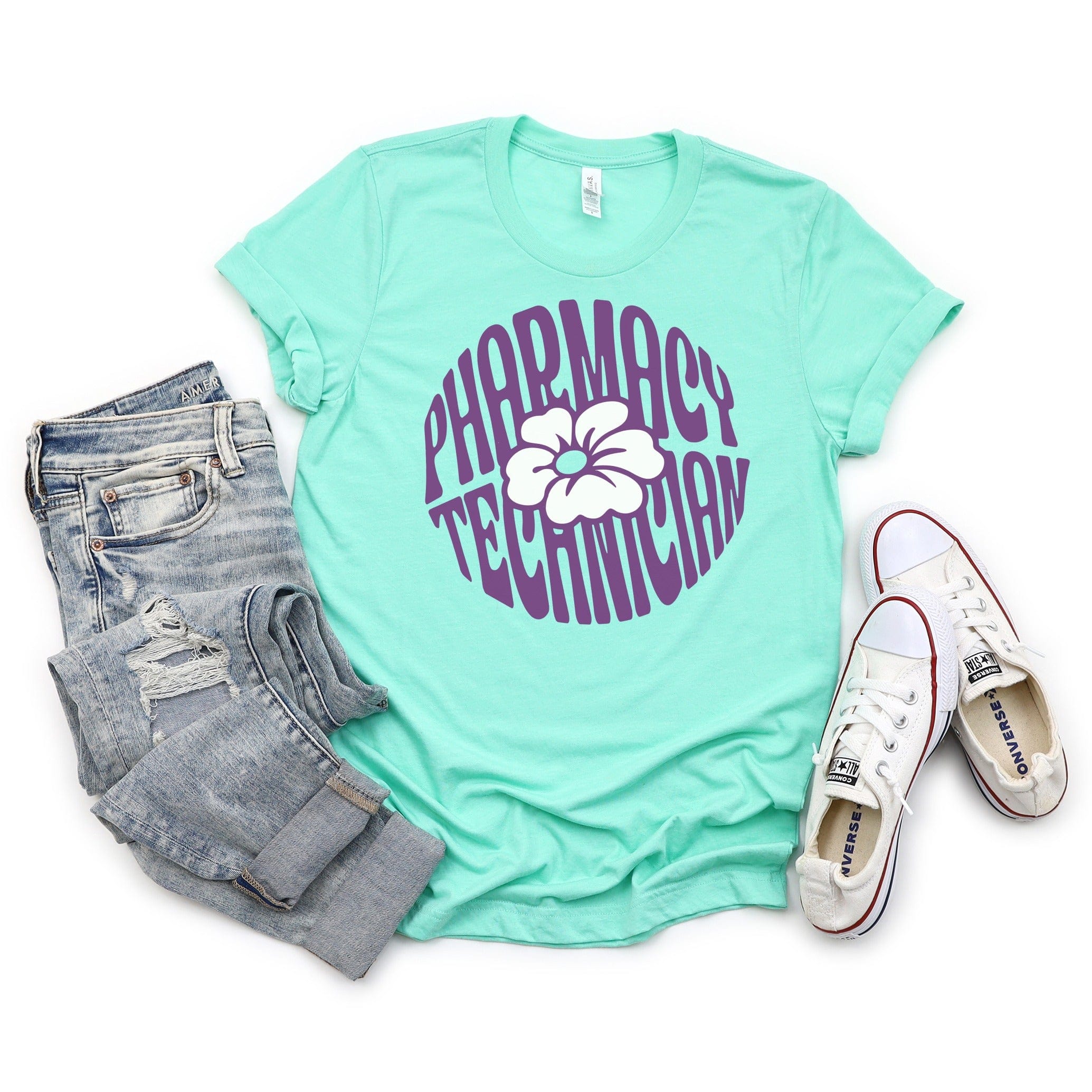 Unique Pharmacy Technician Floral Graphic T-Shirt Product
