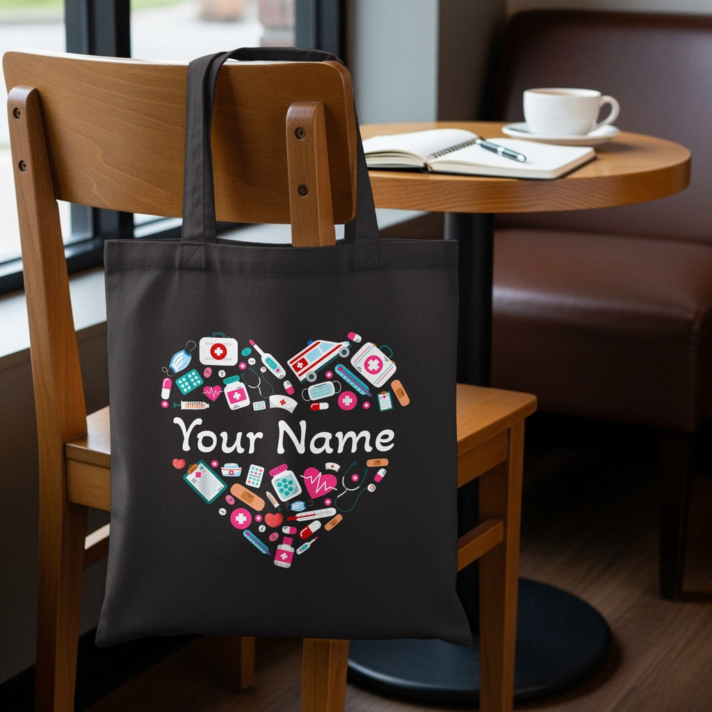 Personalized Heart Design Your Name Tote Bag