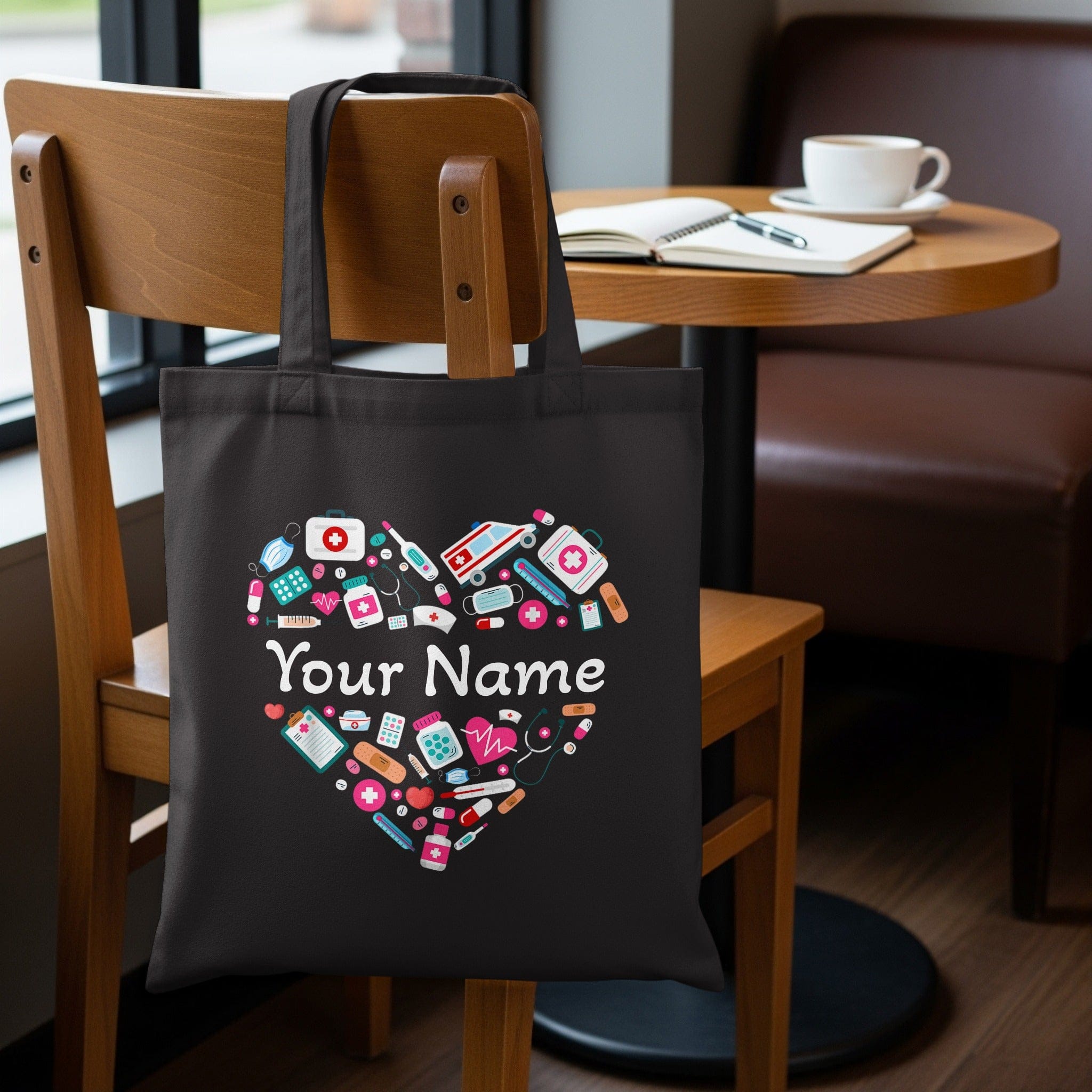 Personalized Heart Design Your Name Tote Bag