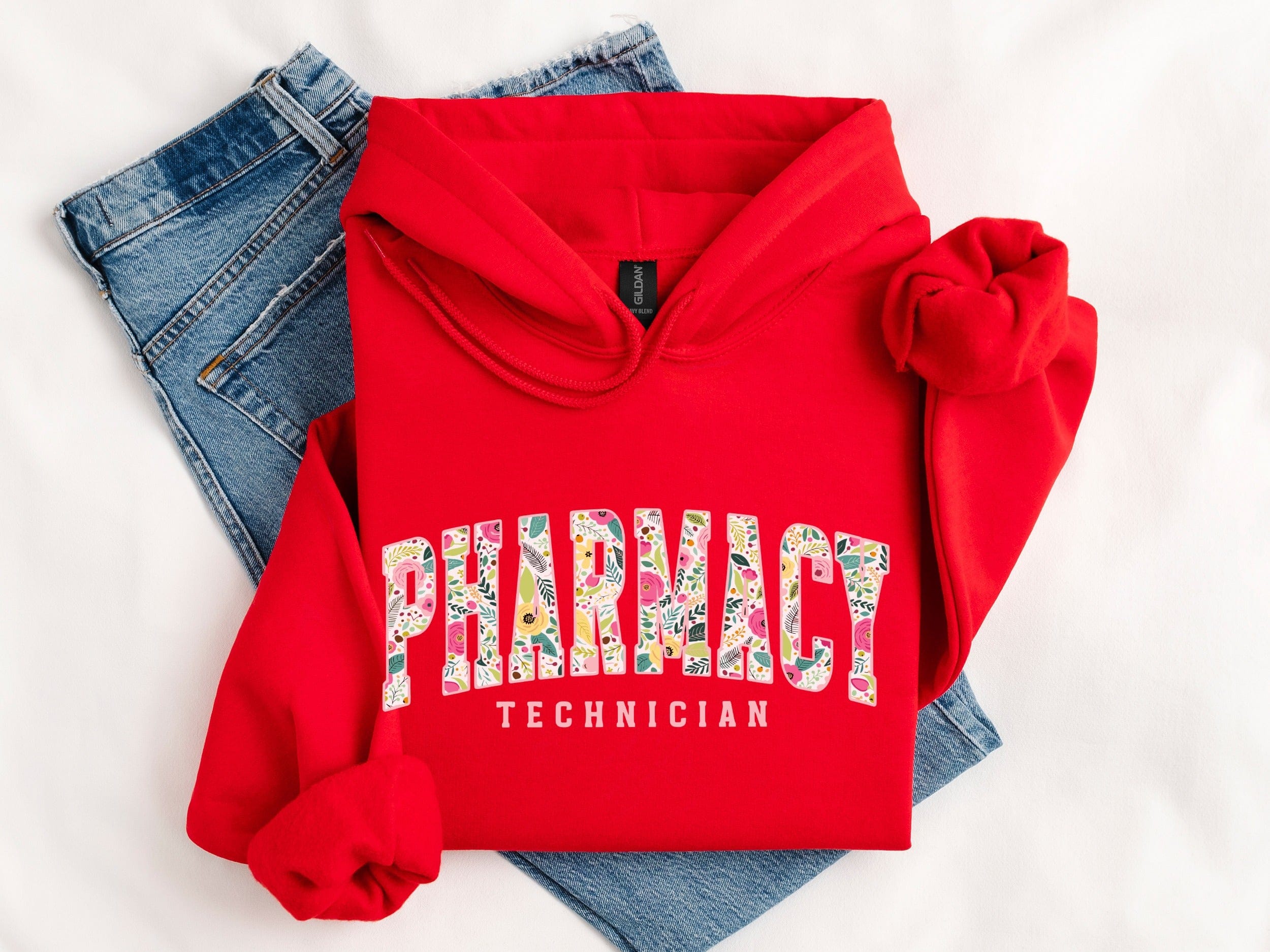 Vibrant Red Pharmacy Technician Hoodie