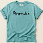Teal t-shirt with "Pharmacist" in black Disney-style font.