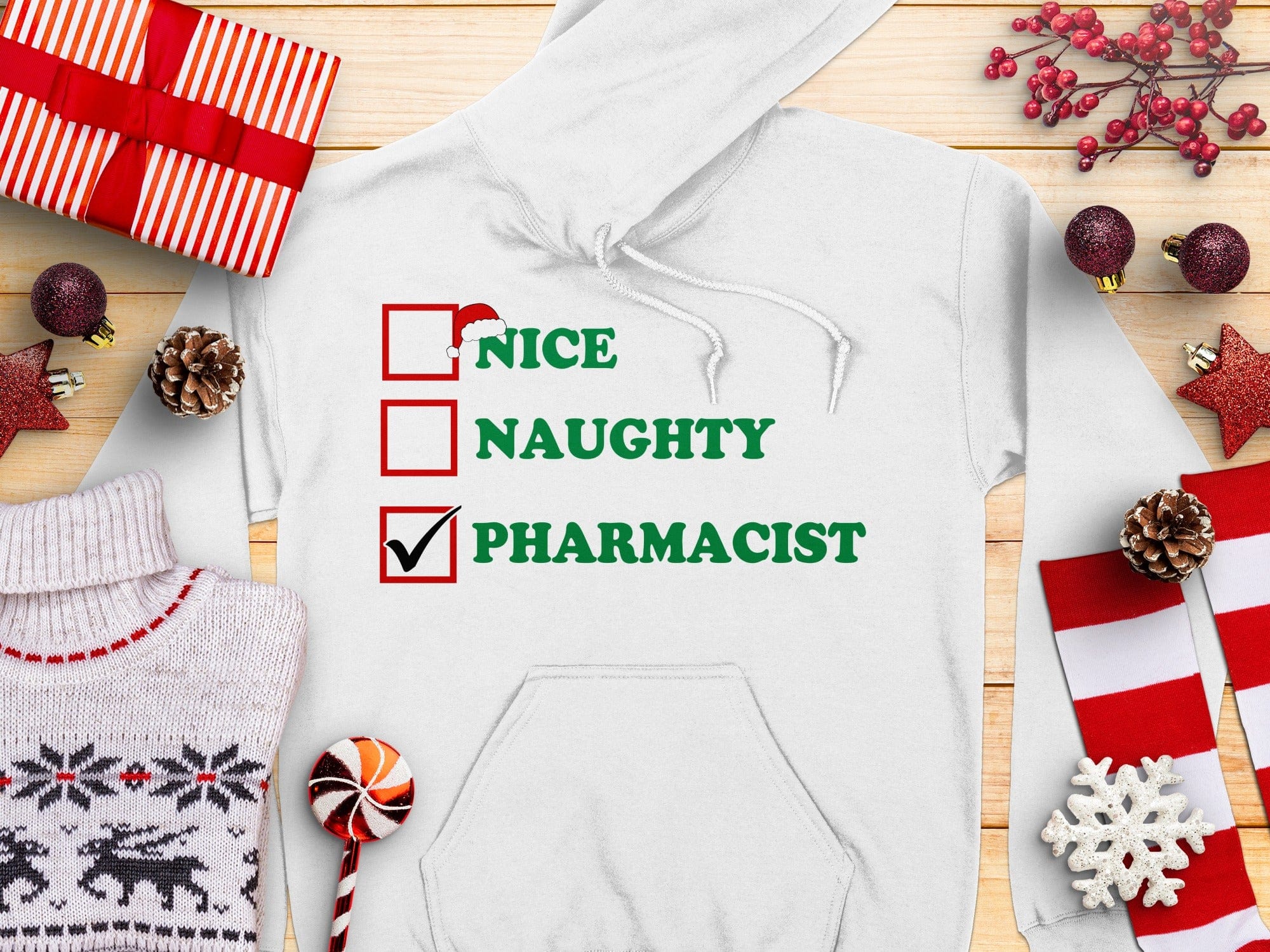 Pharmacist Naughty or Nice Checkbox Hoodie product