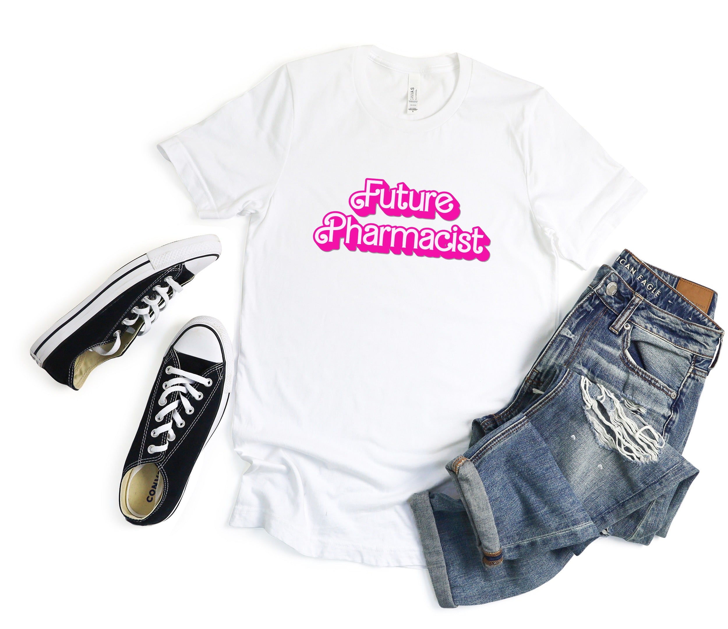 White Future Pharmacist Graphic T-Shirt