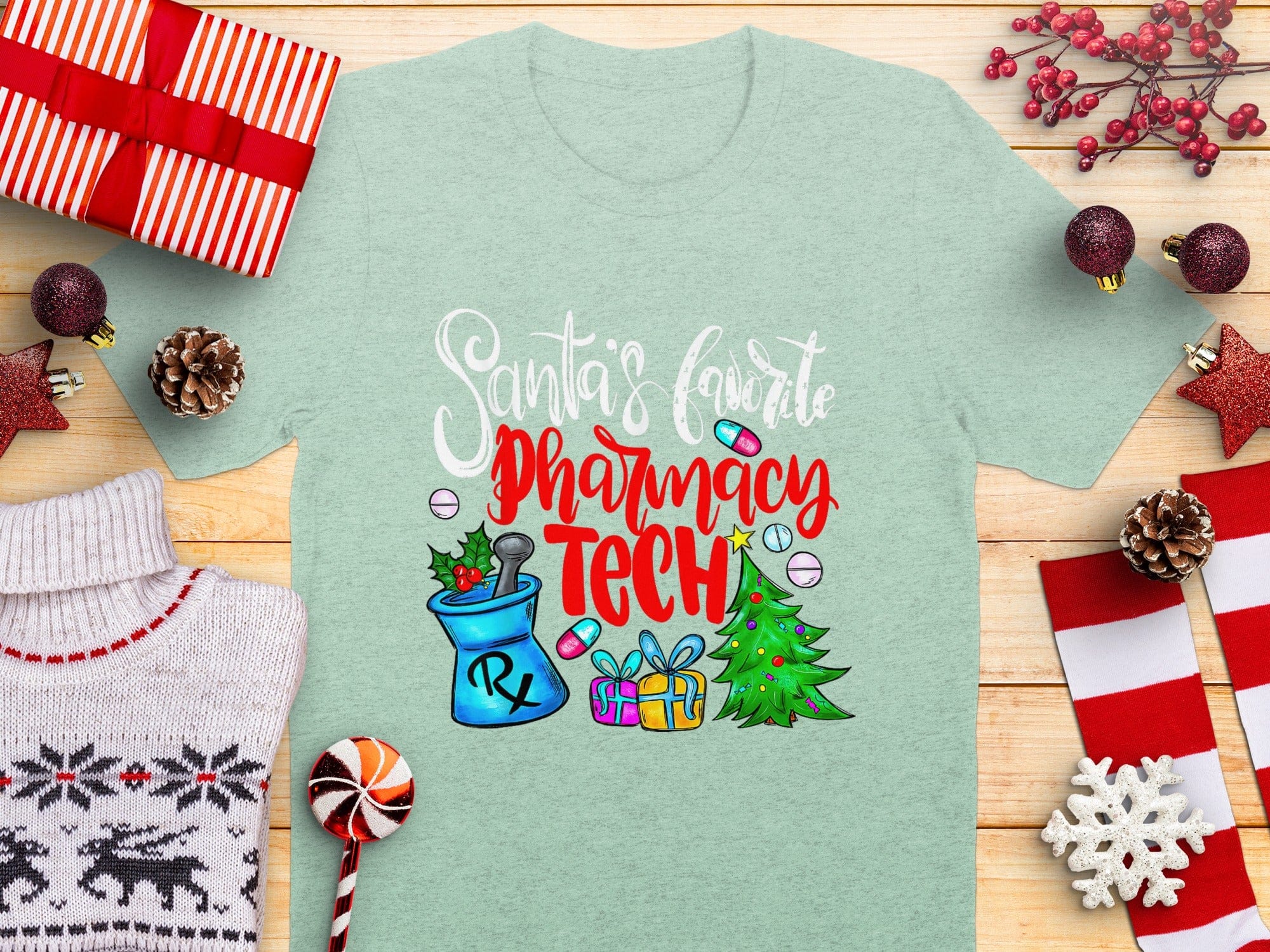 Santa's Favorite Pharmacy Tech Christmas T-shirt