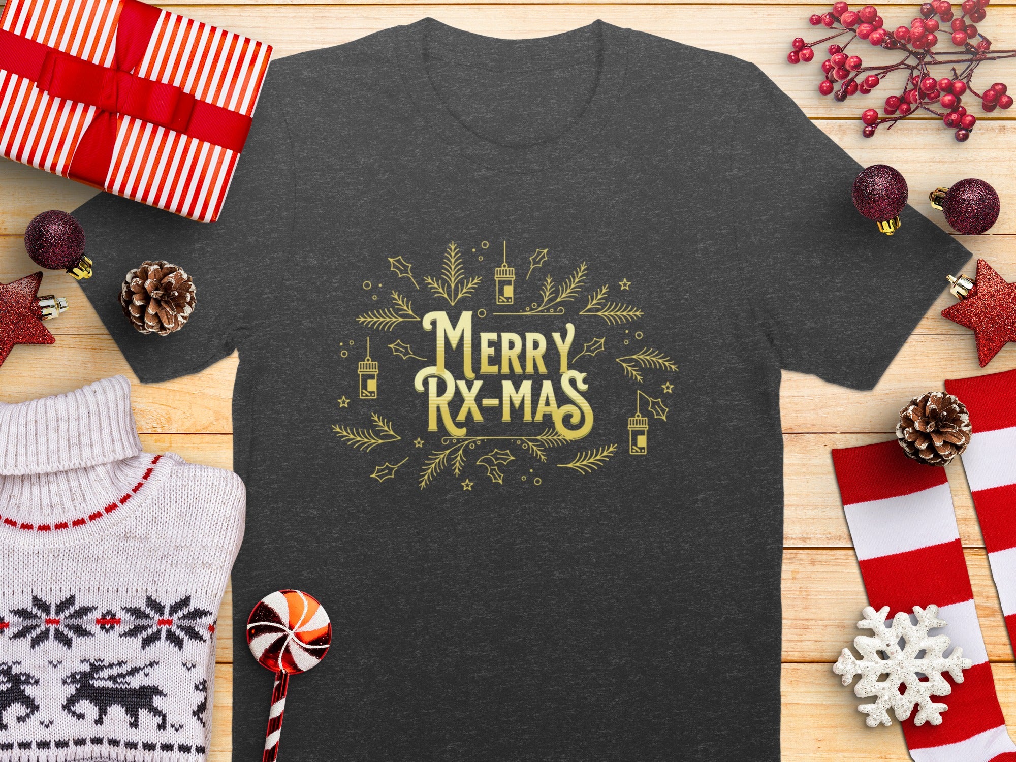 Festive Merry RX-Mas Design Graphic T-Shirt Product