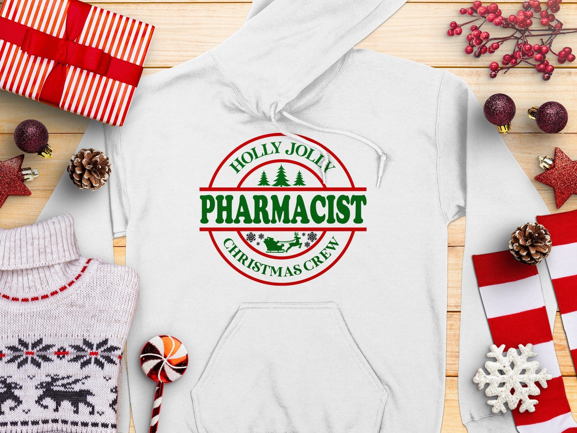 Holly Jolly Pharmacist Christmas Crew Hoodie