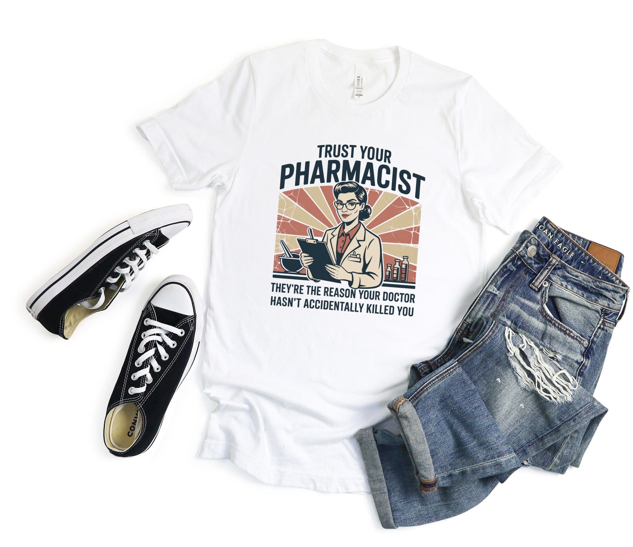 Trust Your Pharmacist Graphic White Tee Shirt product type