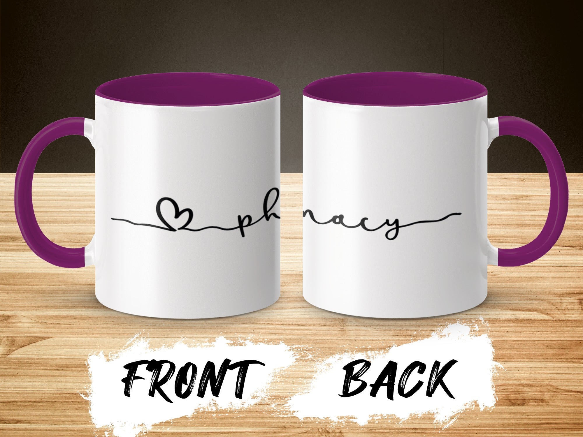 Heartbeat Love Graphic White and Purple Mug Product