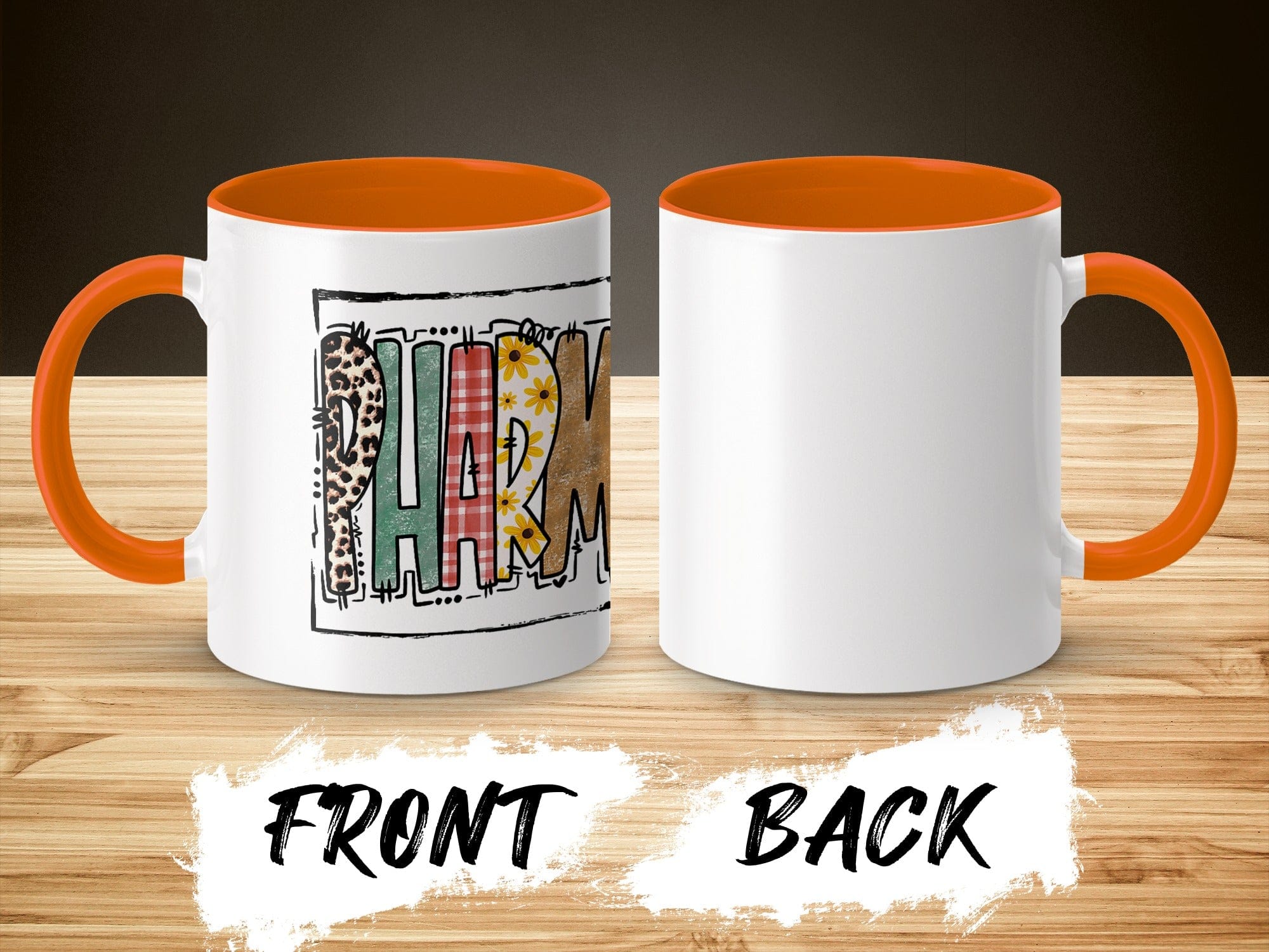 Colorful PARM Design Orange and White Mug Product