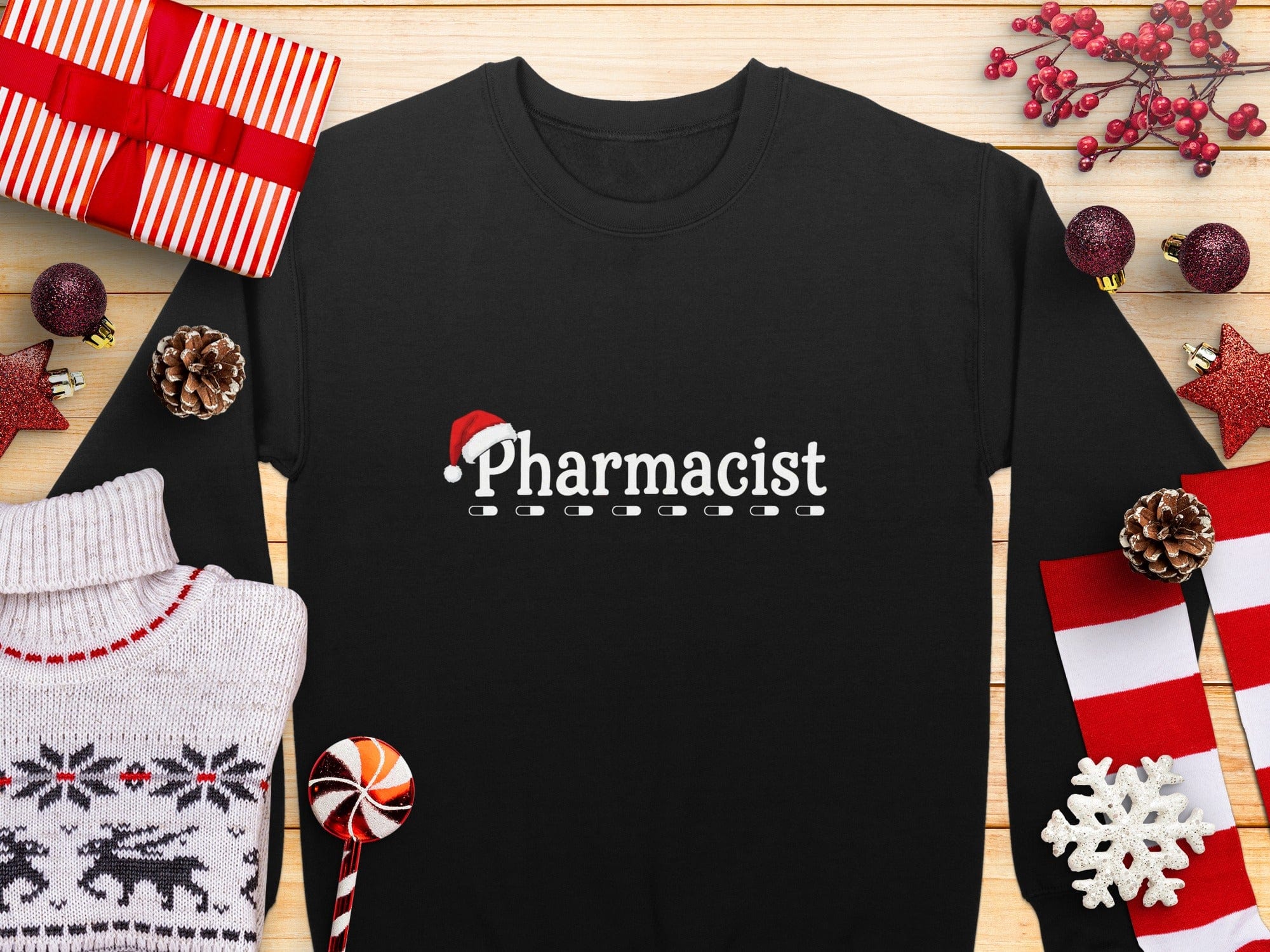 Santa Hat Pharmacist Holiday Themed Sweatshirt Gift