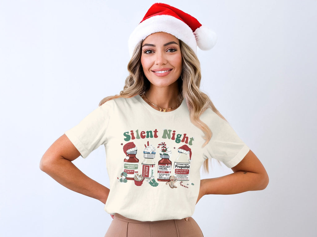 Silent Night Christmas Themed Graphic Tee