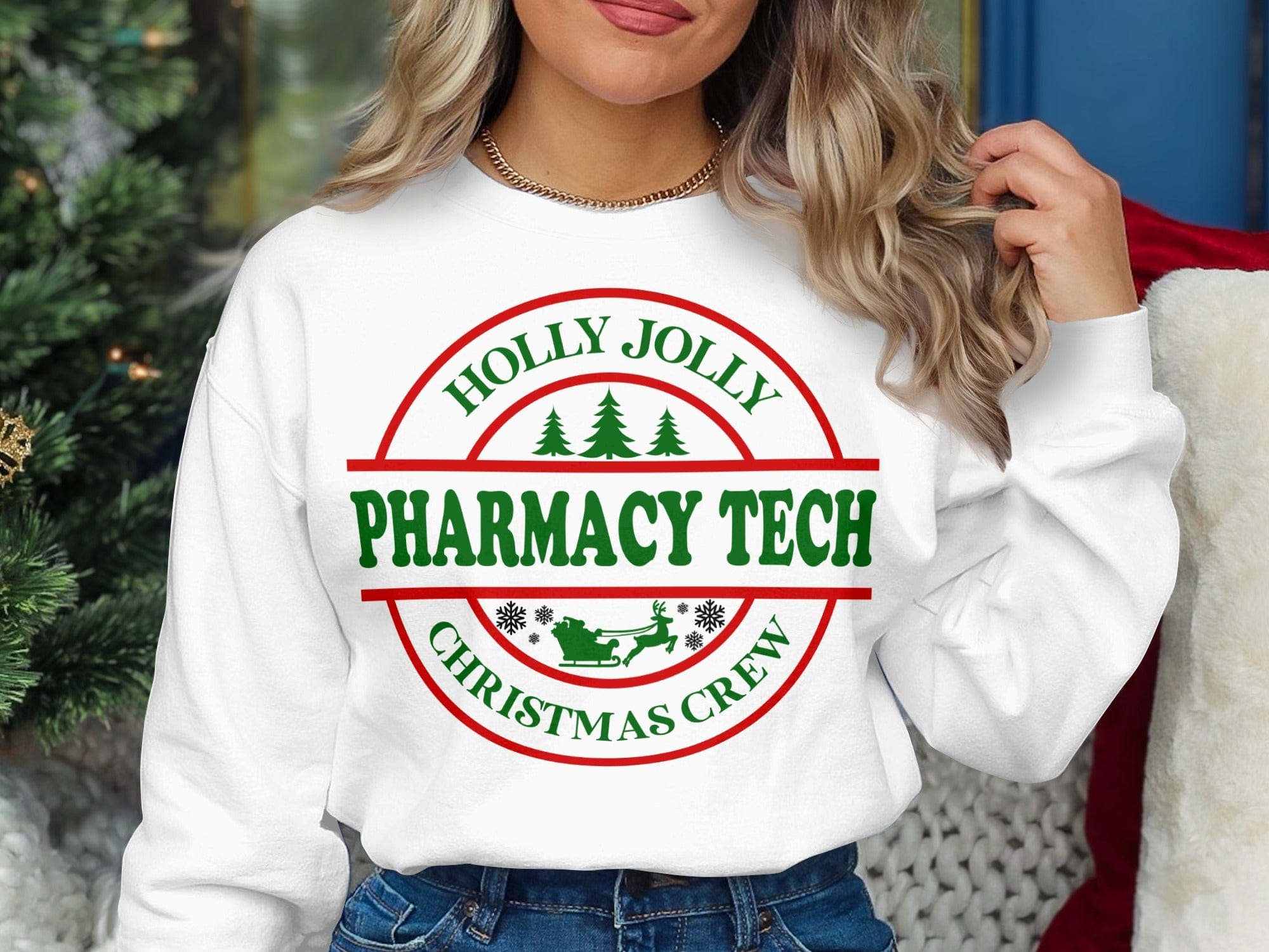 Holly Jolly Pharmacy Tech Christmas Crew sweatshirt