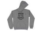 Grey hoodie with Salem Pharmacy logo: potions and elixirs.