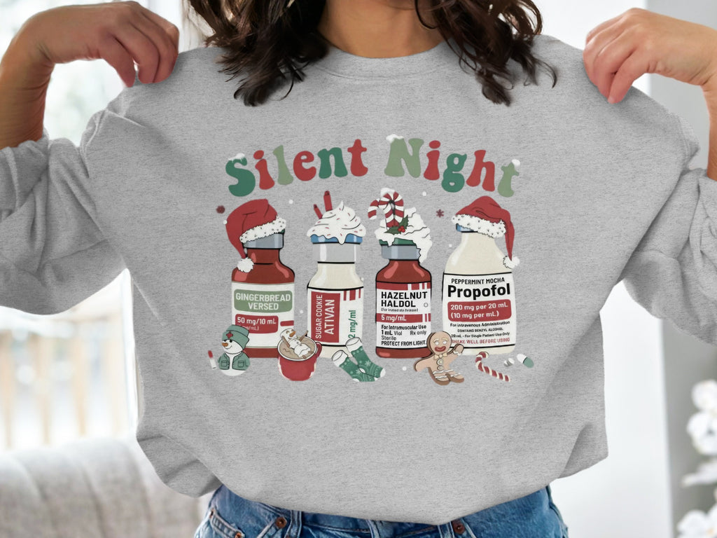 Silent Night Christmas Nurse Graphic Tee