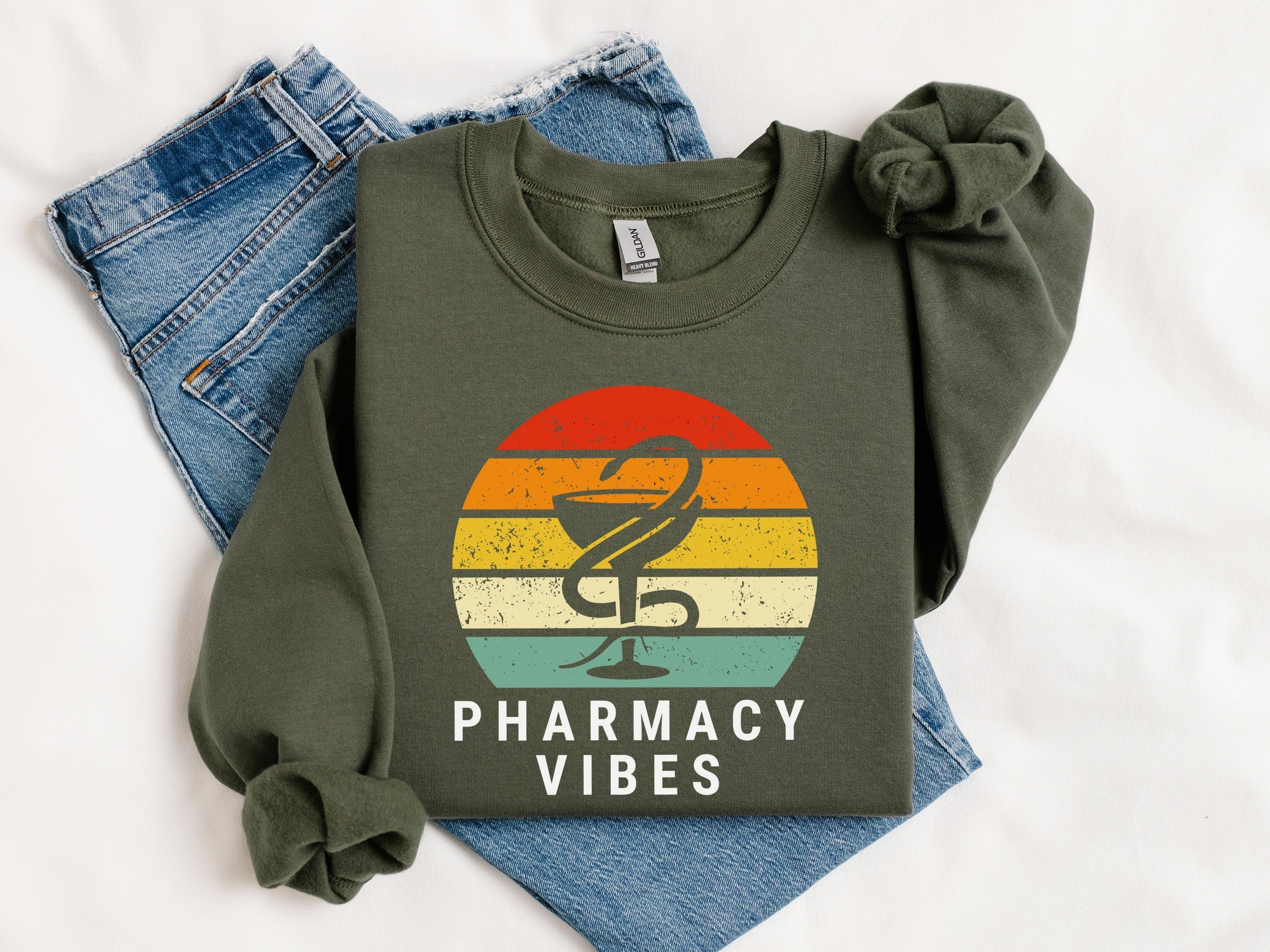 Vintage Pharmacy Vibes Rainbow Graphic Sweatshirt product
