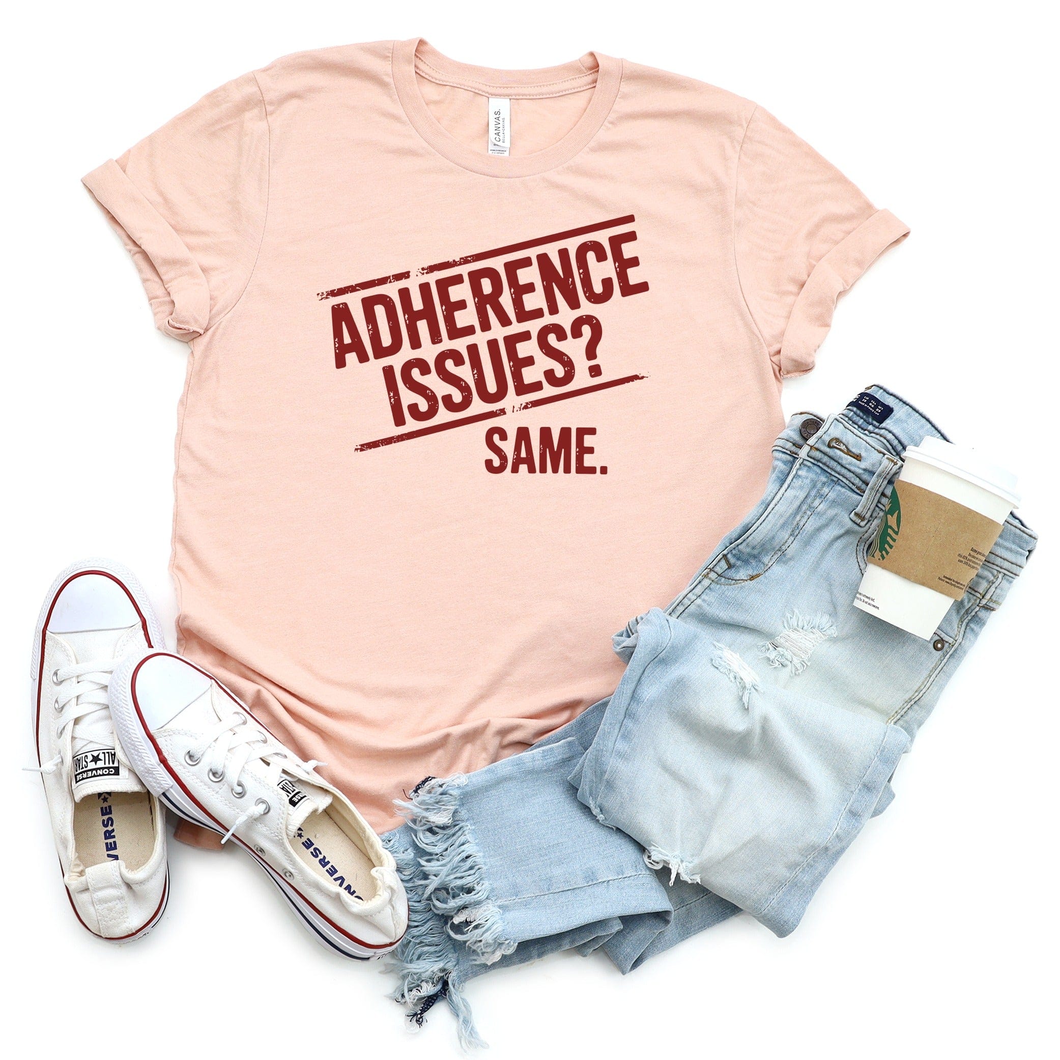 Adherence Issues Same Text Printed Pink T-shirt product type