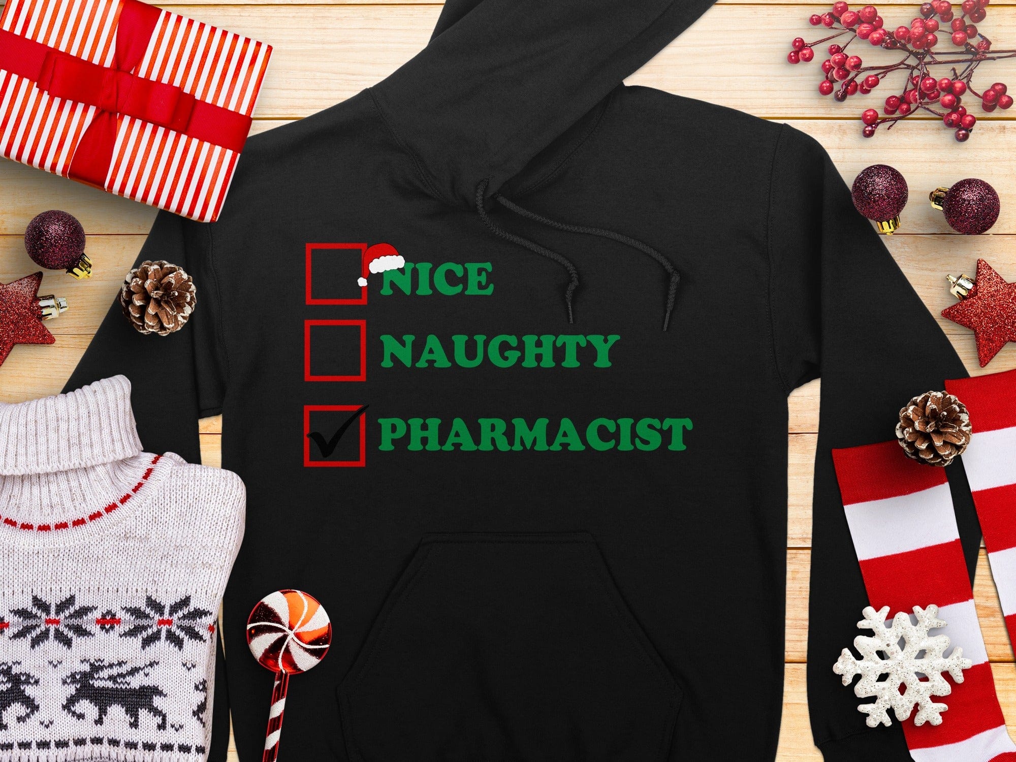 Nice Naughty Pharmacist Checked Funny Hoodie product