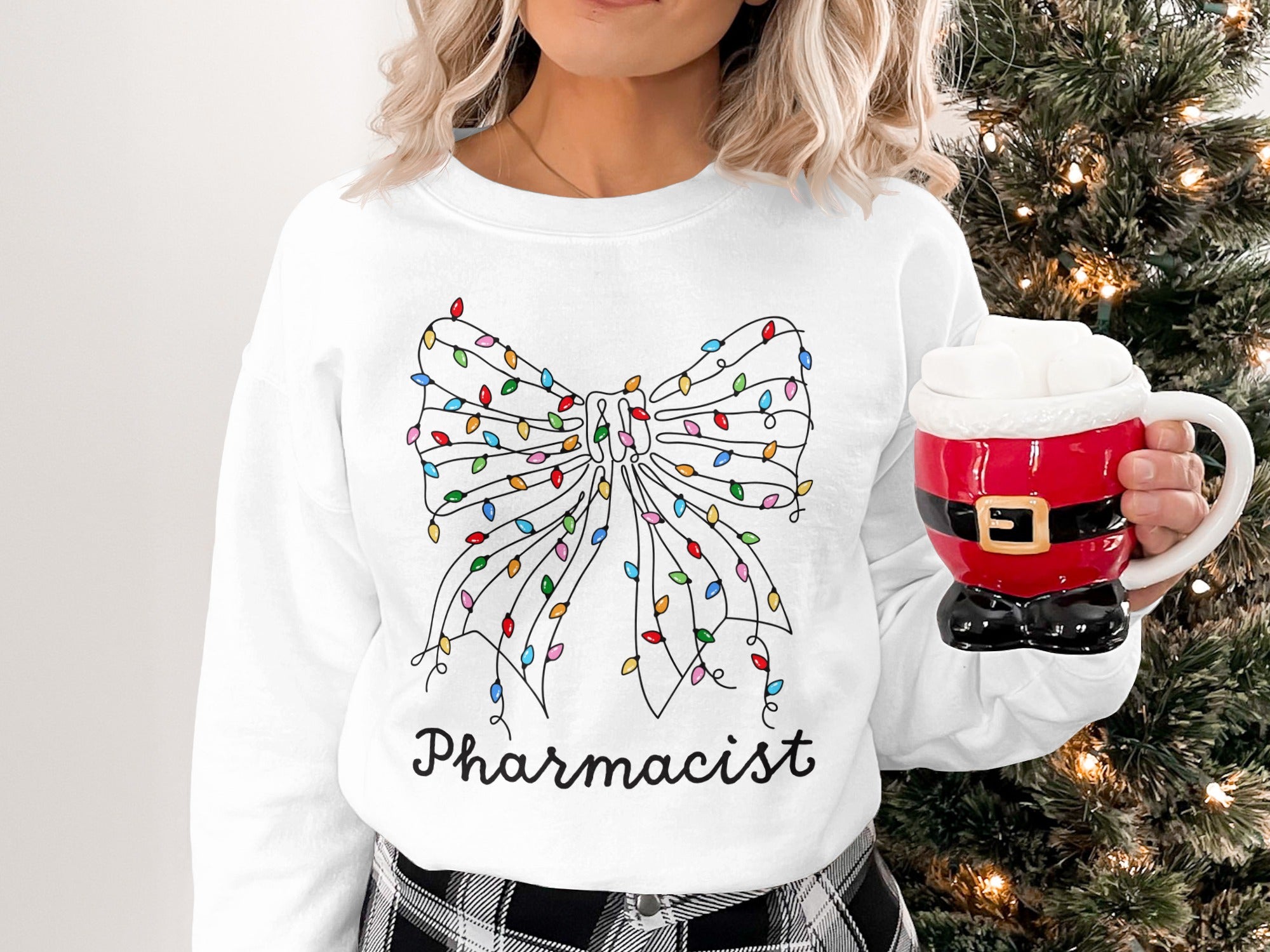 Christmas Lights Bow Pharmacist Themed Sweatshirt