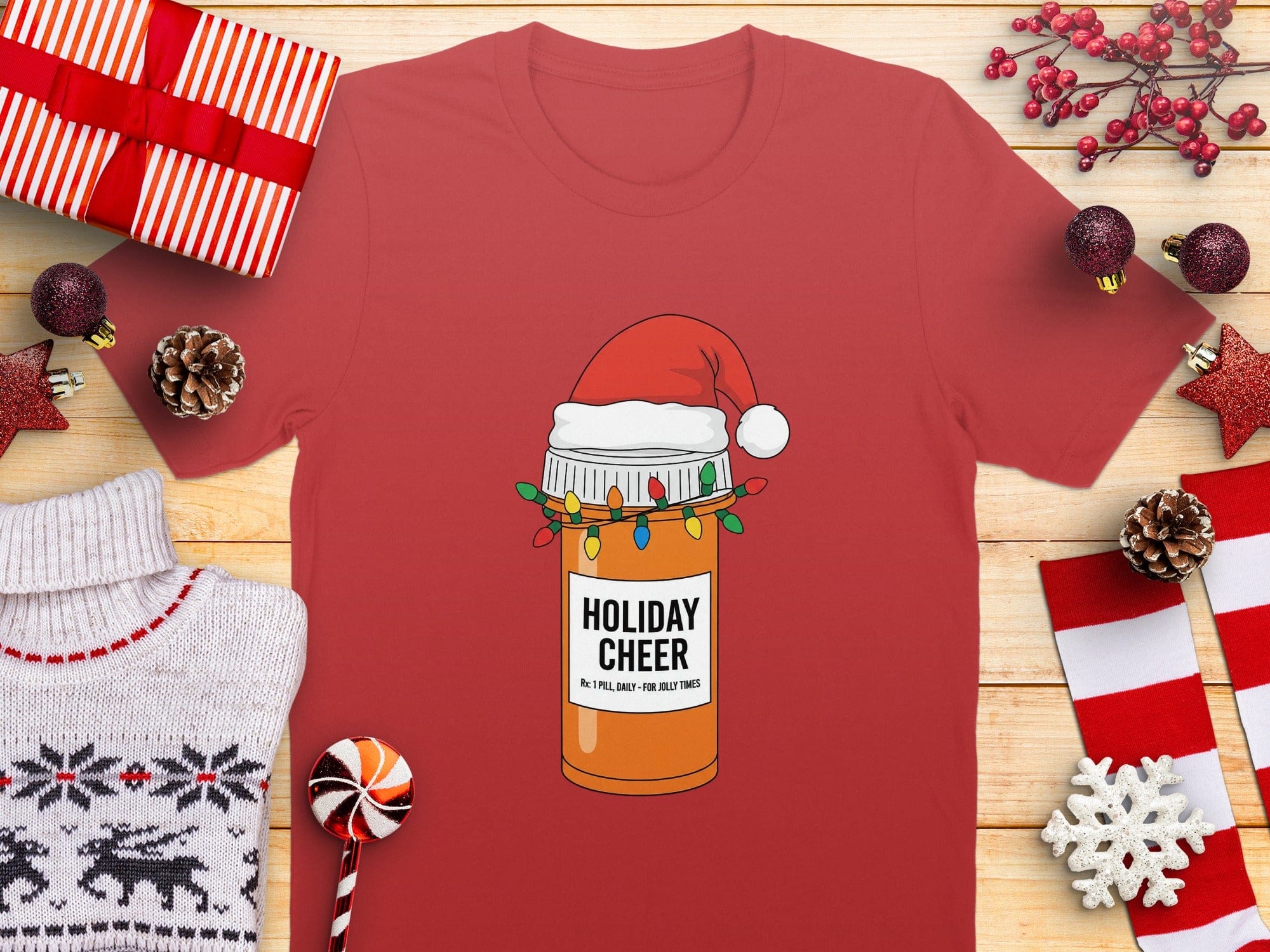 Holiday Cheer Christmas Jar Graphic T-Shirt