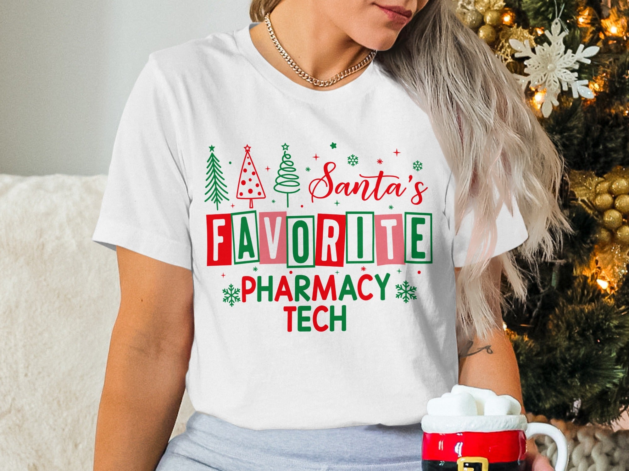 Santa's Favorite Pharmacy Tech Holiday Shirt Product