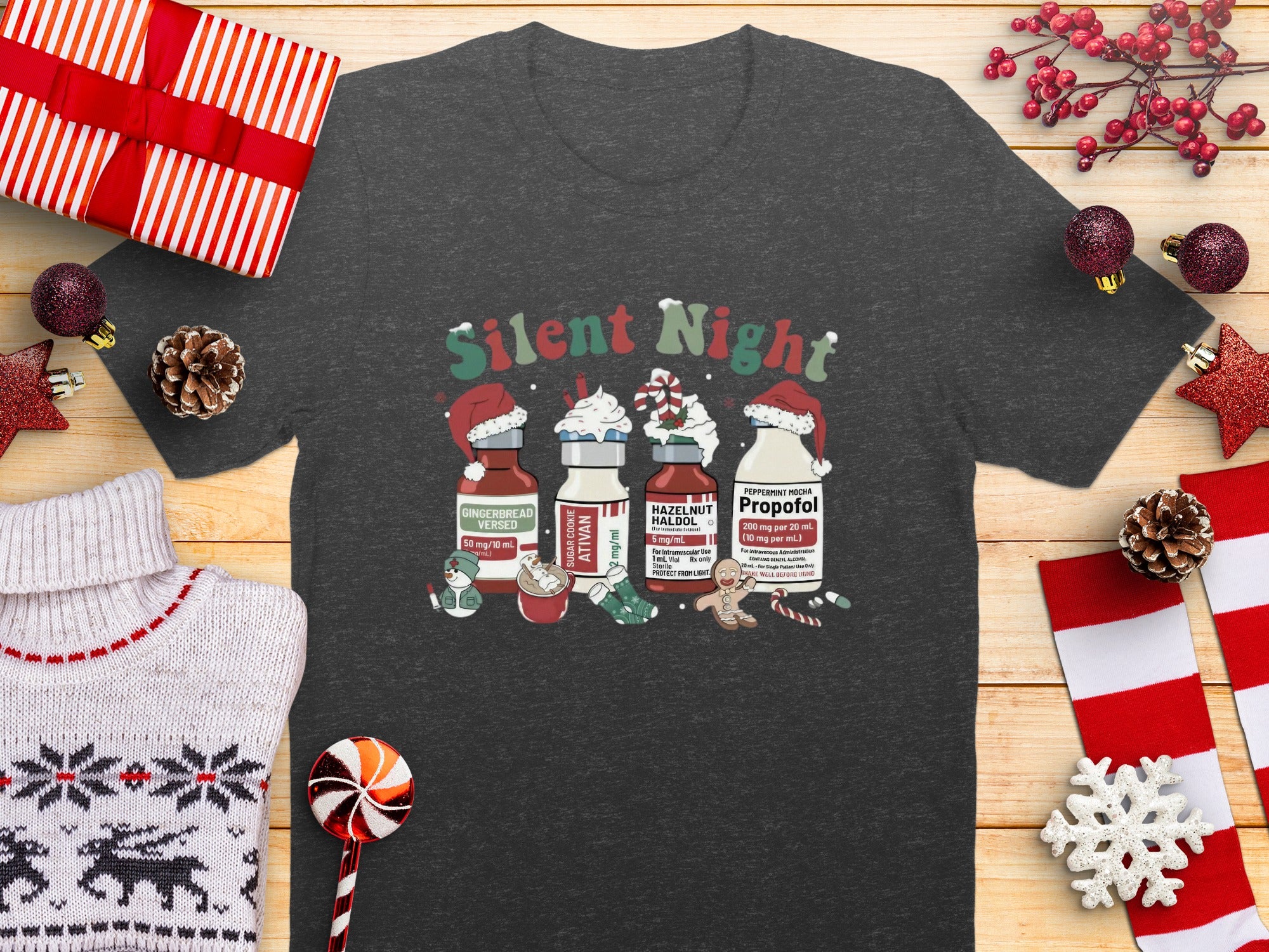 Silent Night Christmas Holiday Themed Shirt
