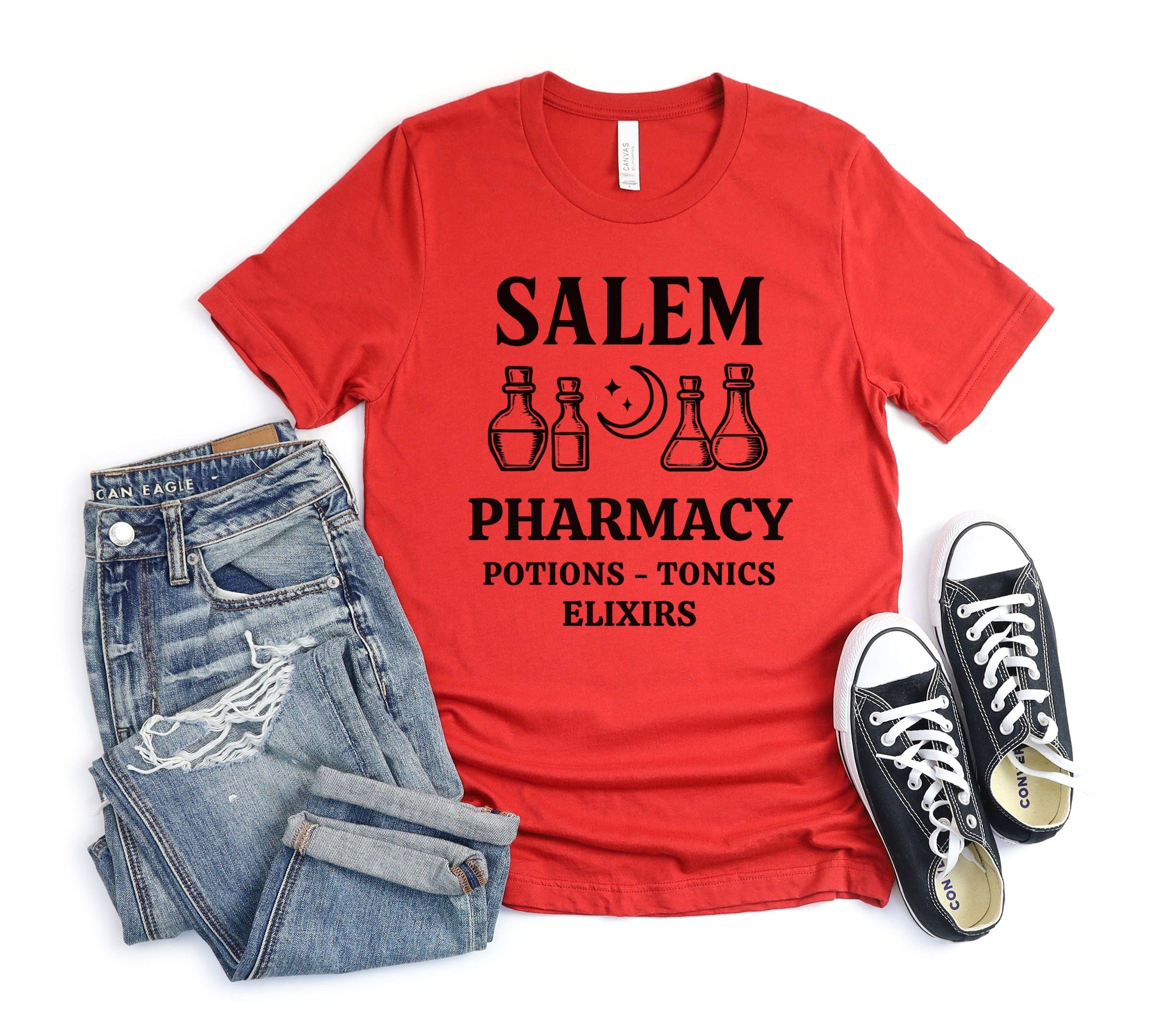 Salem Pharmacy Potions Tonics Elixirs Casual T-Shirt