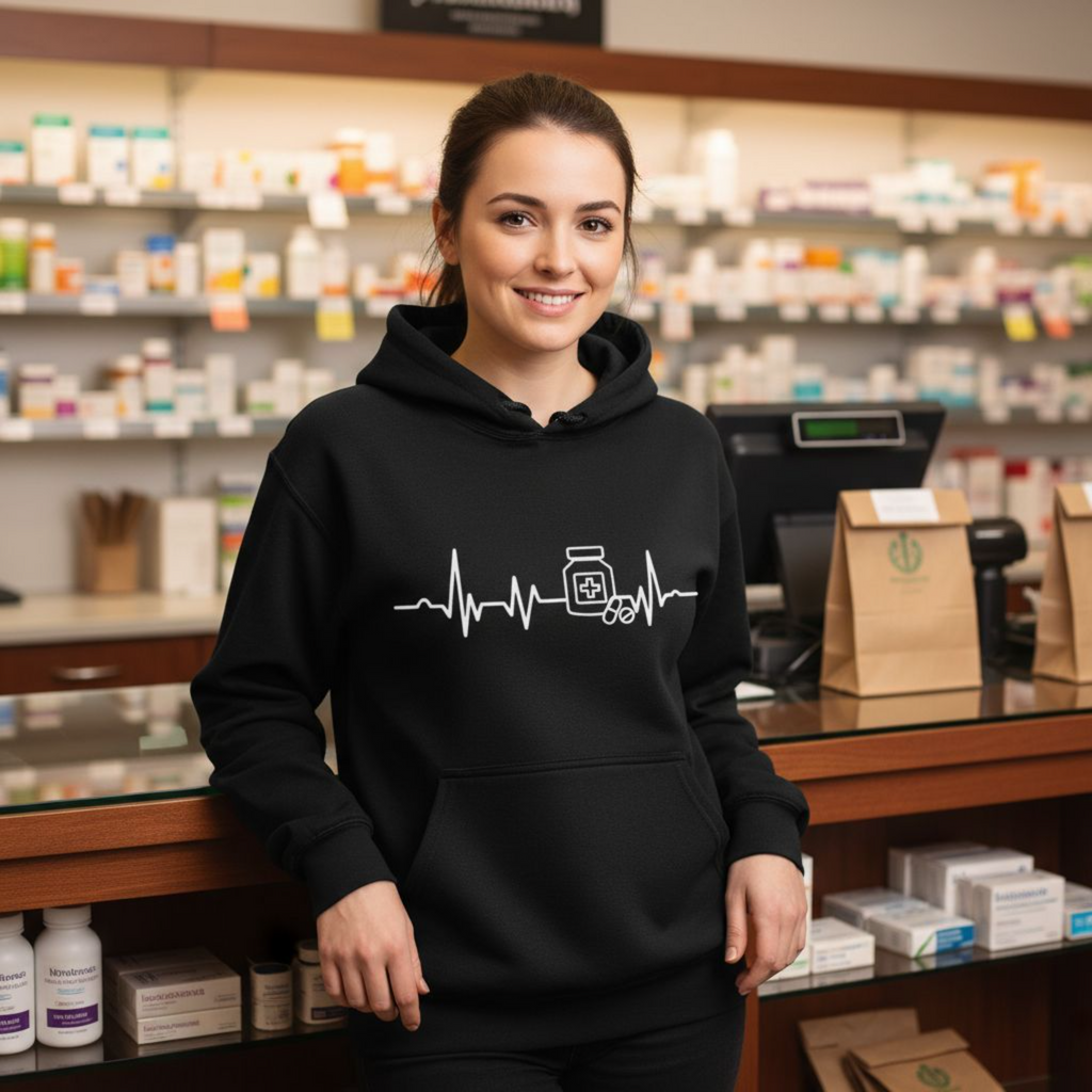 Heartbeat Pulse with Pill Container Hoodie