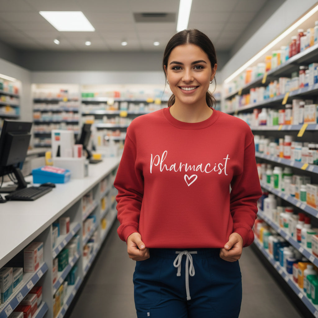 Pharmacist Heart Script Sweatshirt & Hoodie