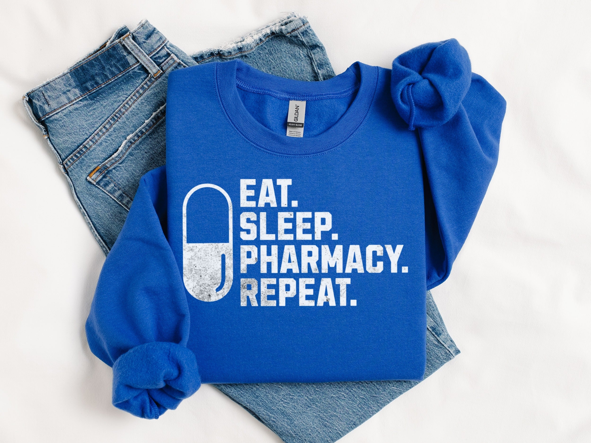 Eat Sleep Pharmacy Repeat Graphic Sweatshirt