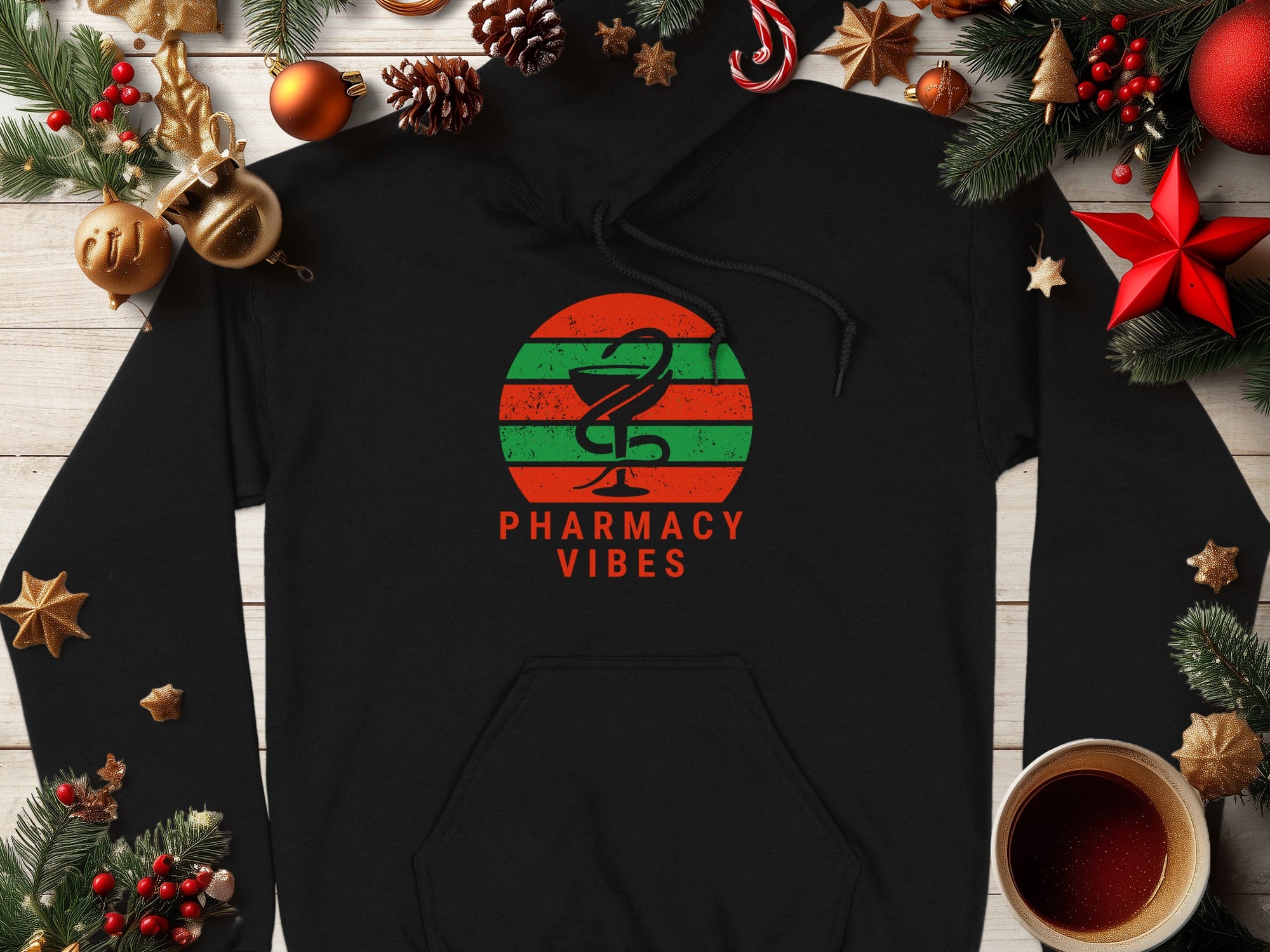 Pharmacy Vibes Holiday Design Black Hoodie product type