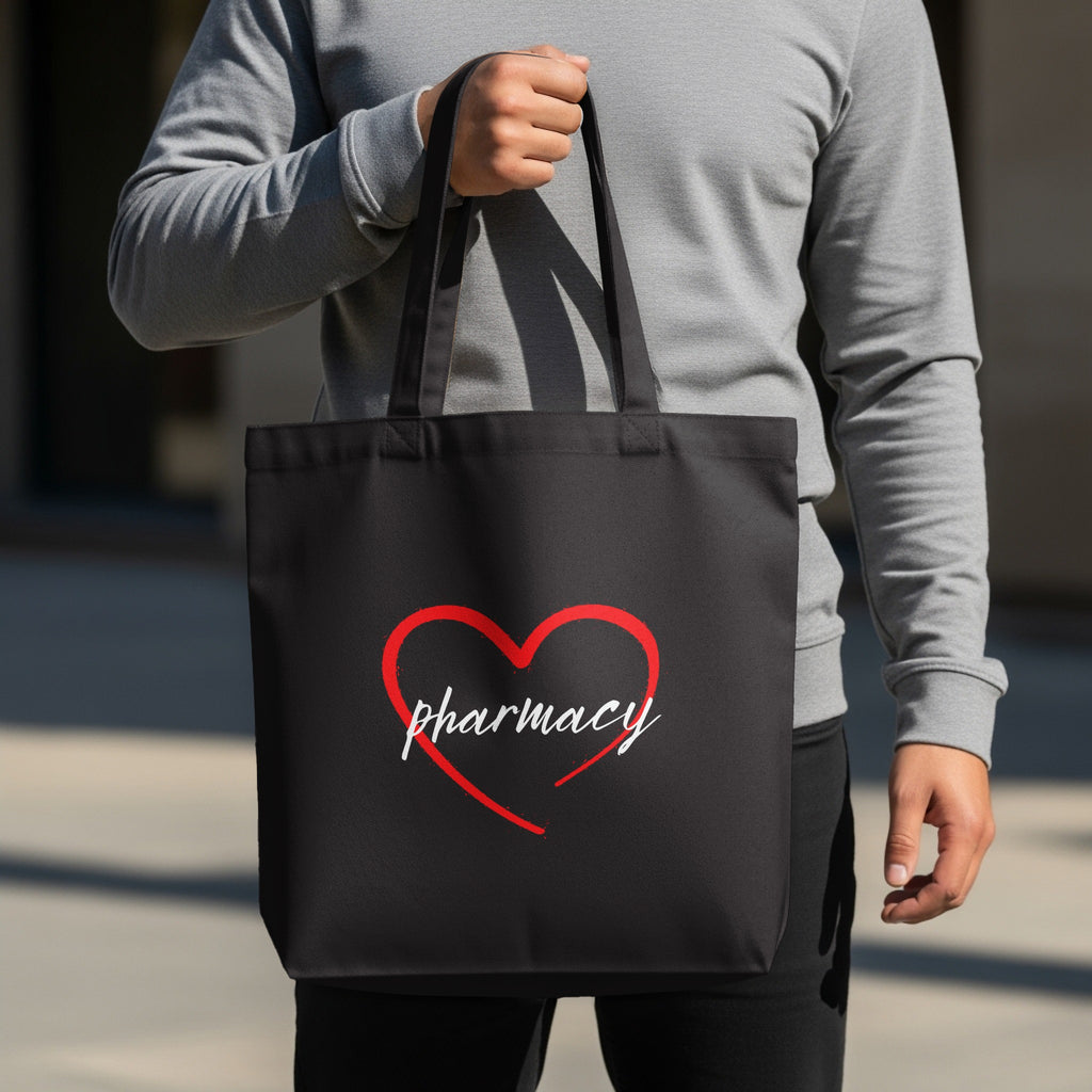 Pharmacy Heart Design Black Tote Bag product
