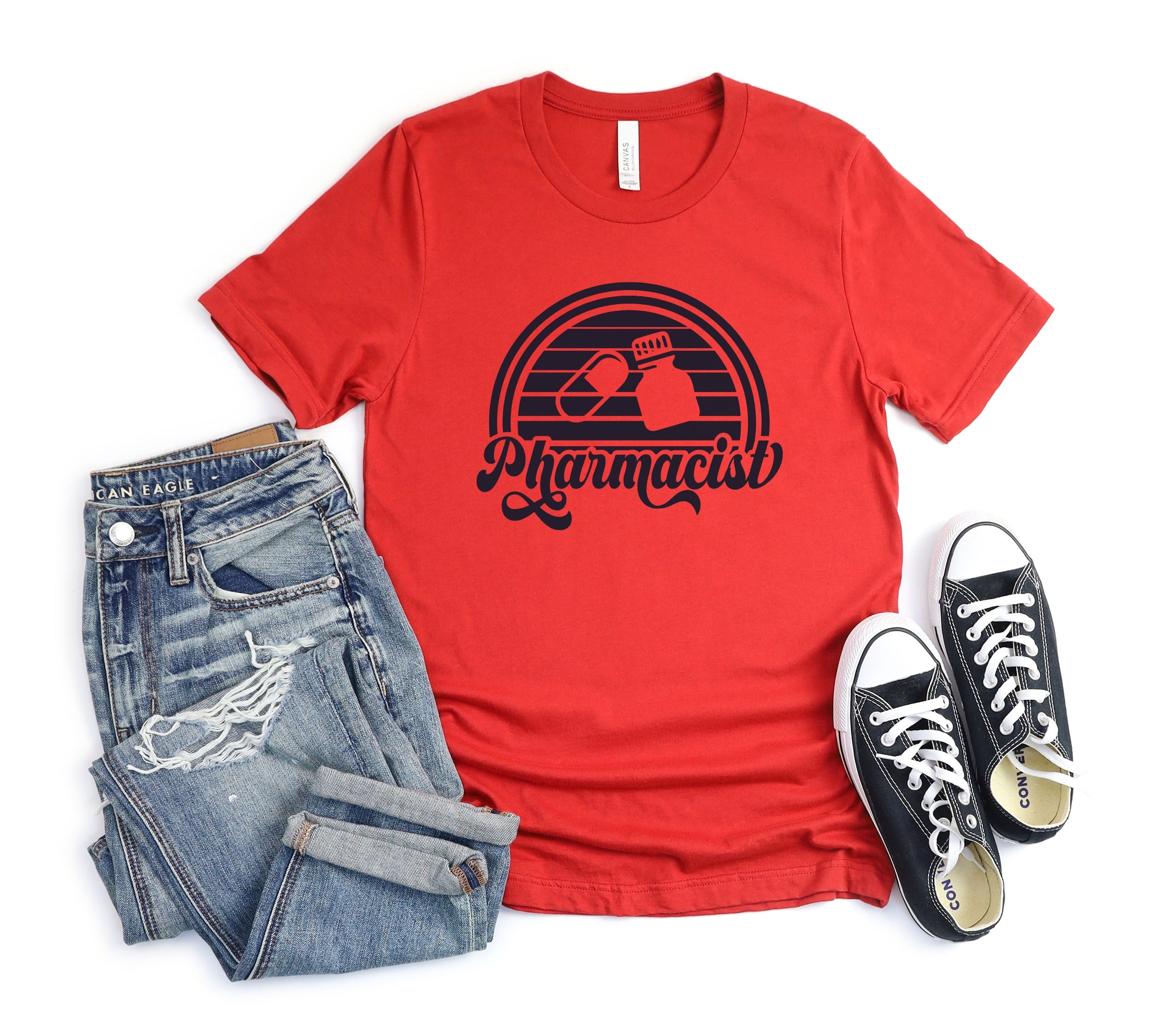 Vintage Style Pharmacist Tshirt with Retro Graphic Print