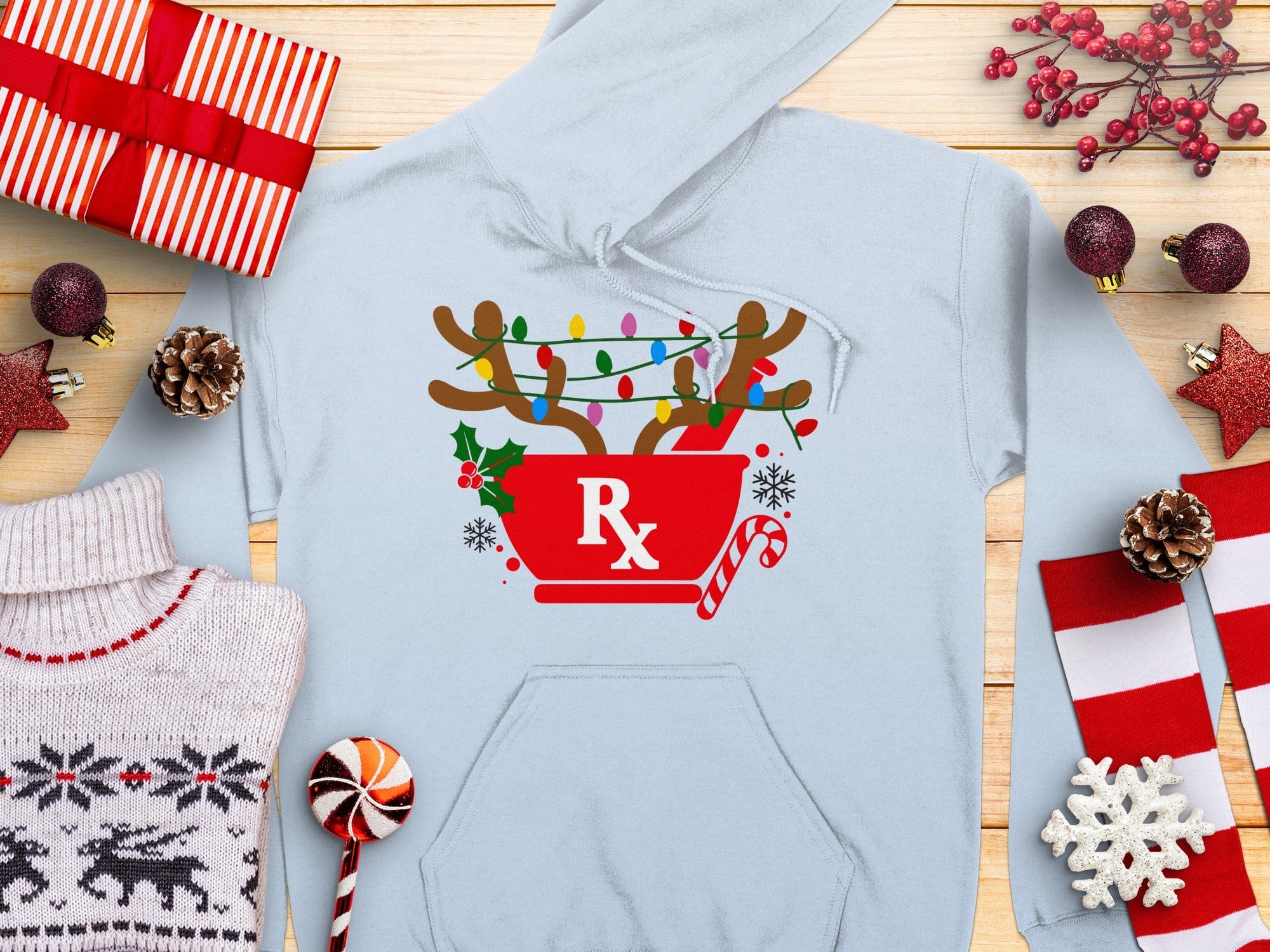 Festive Holiday Reindeer RX Cheerful Hoodie product