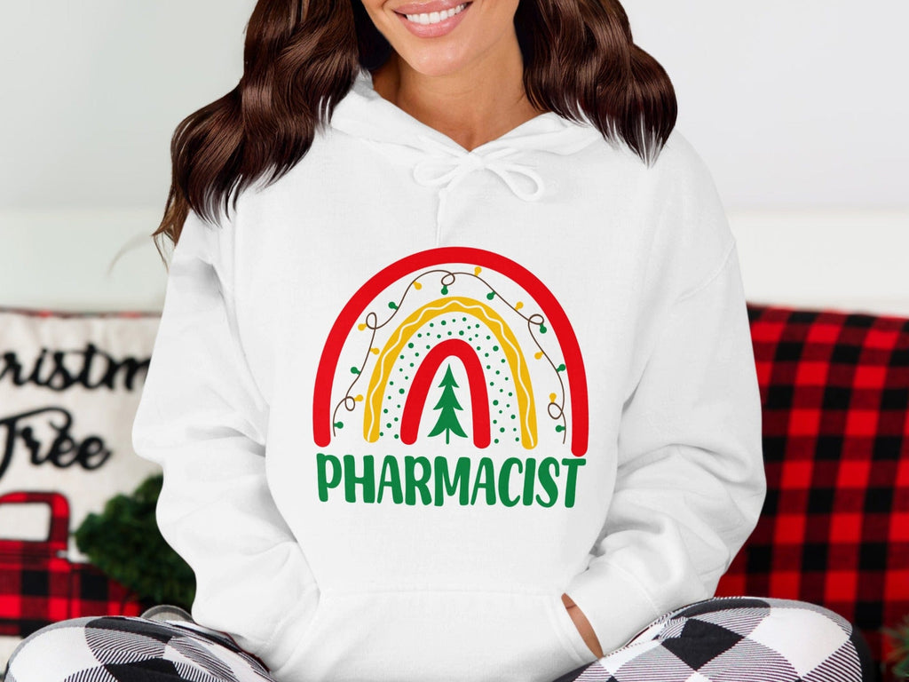 Pharmacist Hoodie with Rainbow and Christmas Tree