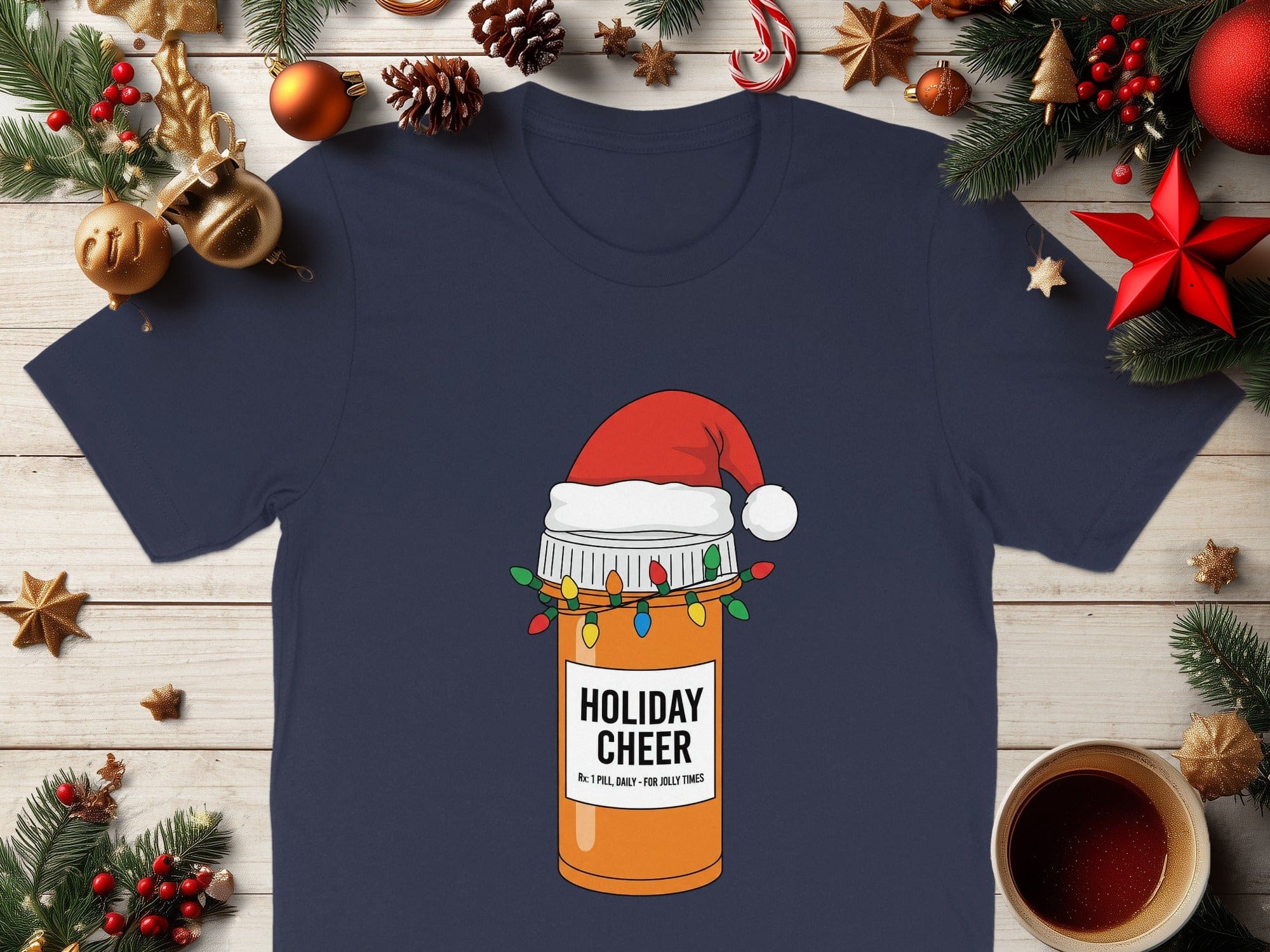 Holiday Cheer Santa Hat Prescription Bottle T-shirt