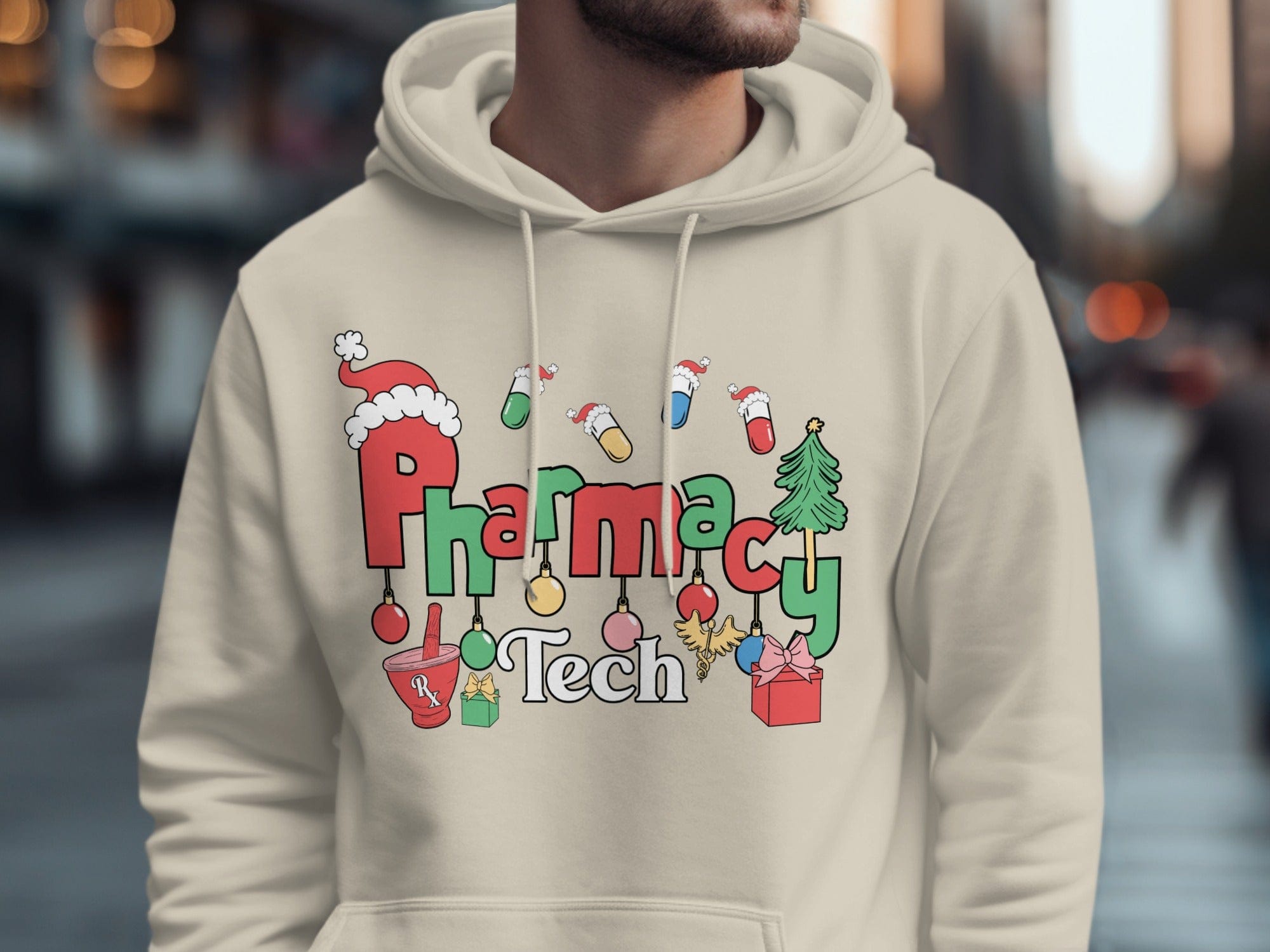 Festive Pharmacy Tech Holiday Hoodie for Professionals