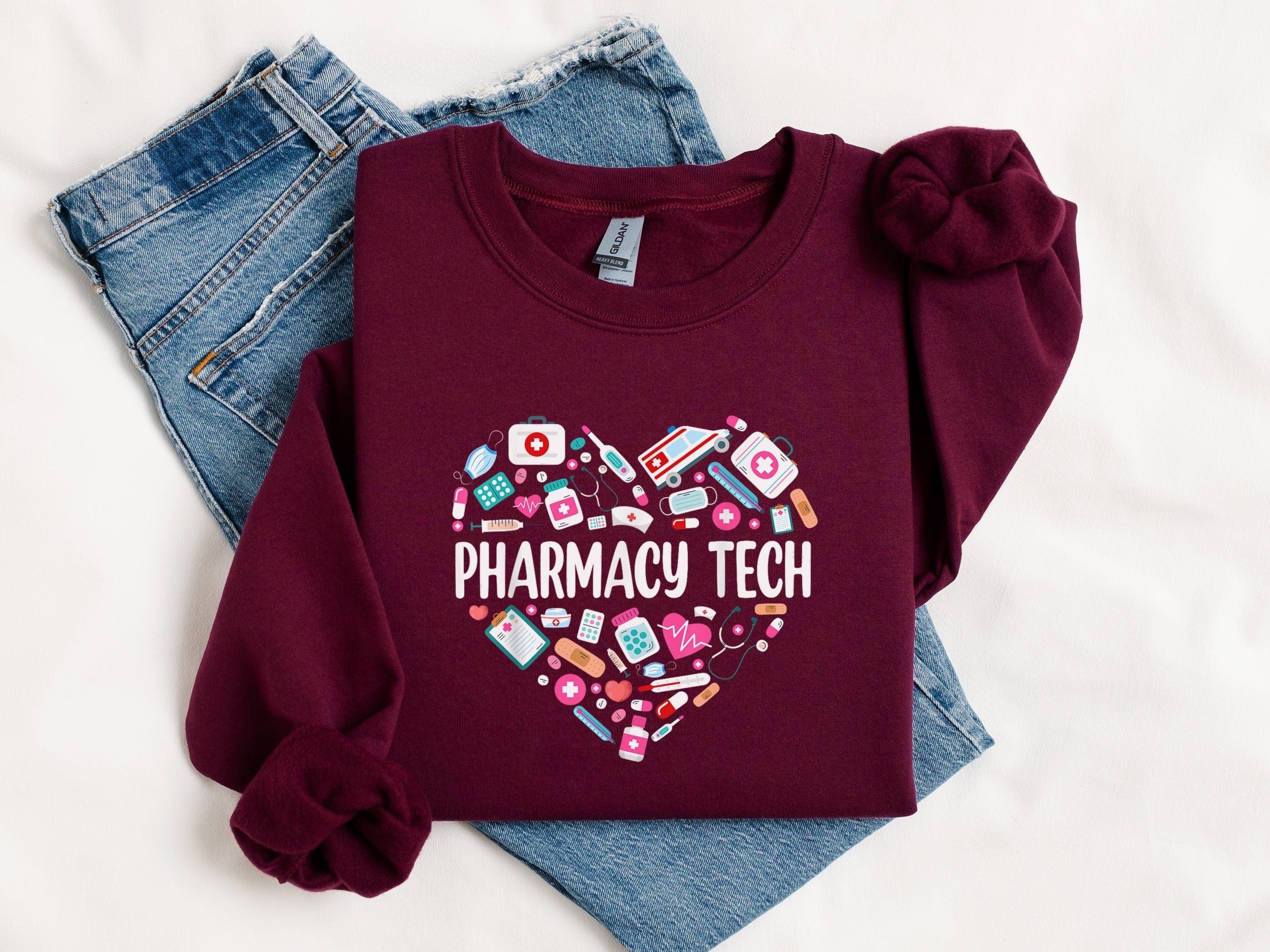 Pharmacy Tech Heart Design Sweatshirt product type