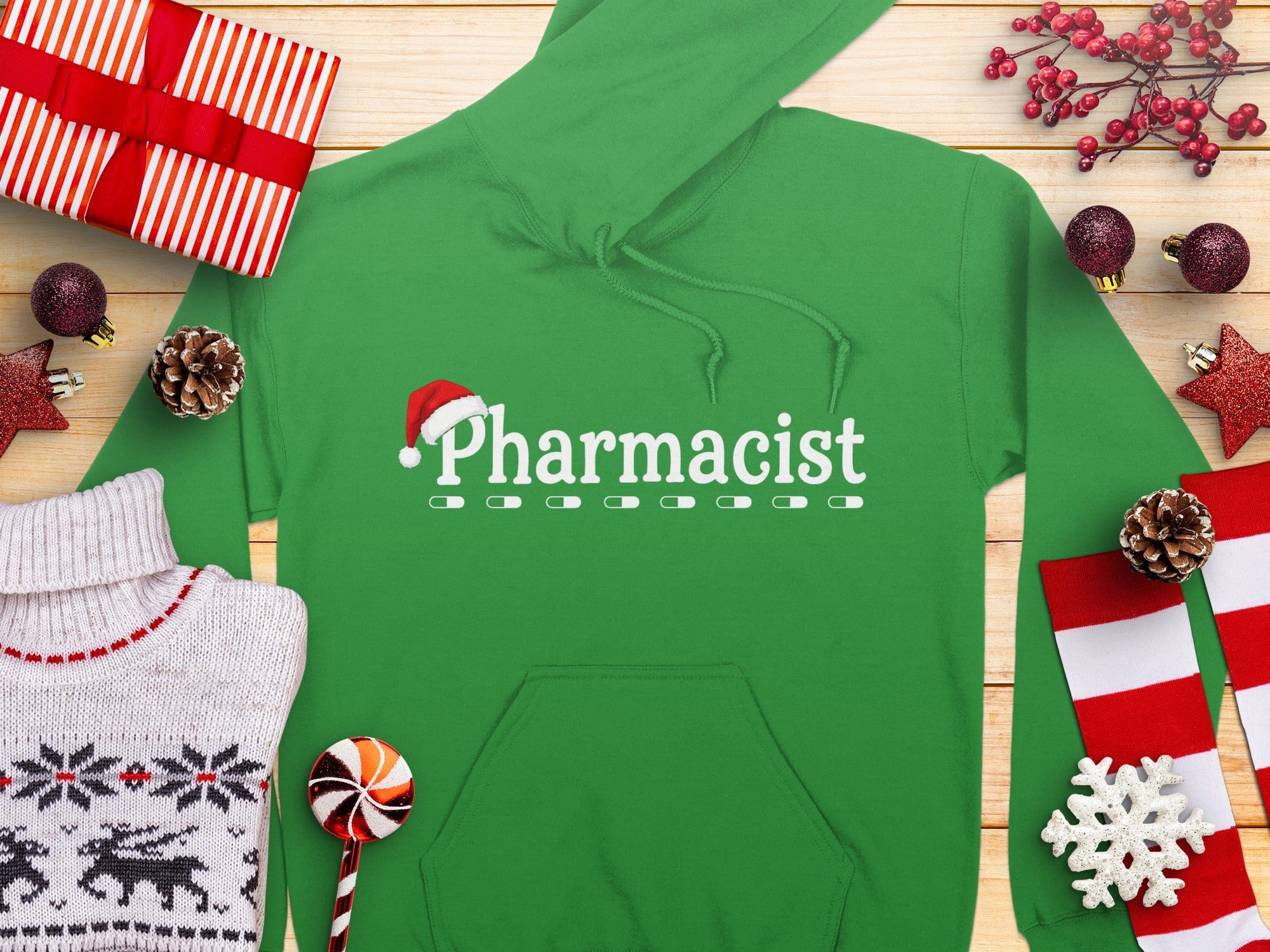 Festive Holiday Pharmacist Hoodie Perfect for Winter