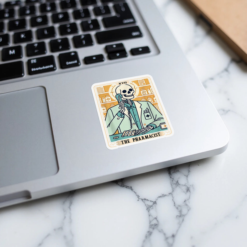 Unique Skull Pharmacist Themed Laptop Sticker product