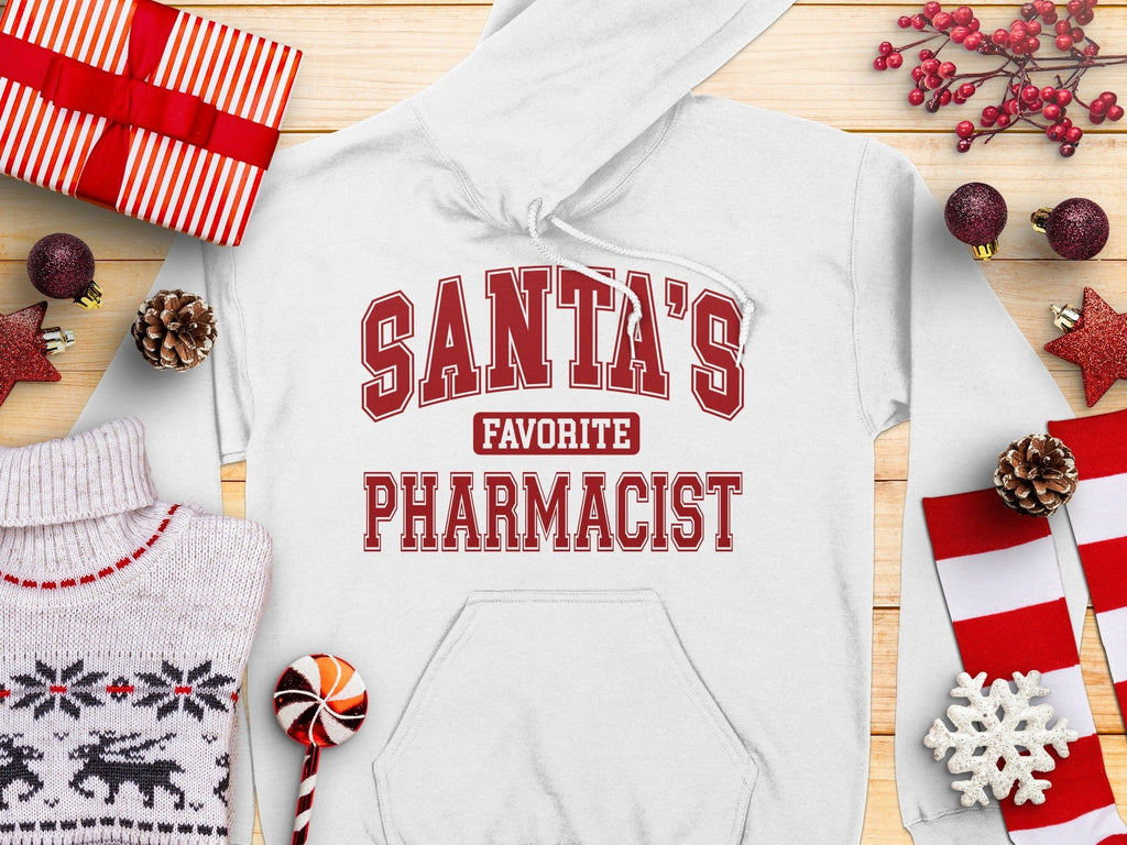 Santa's Favorite Pharmacist Hoodie Festive Holiday Product